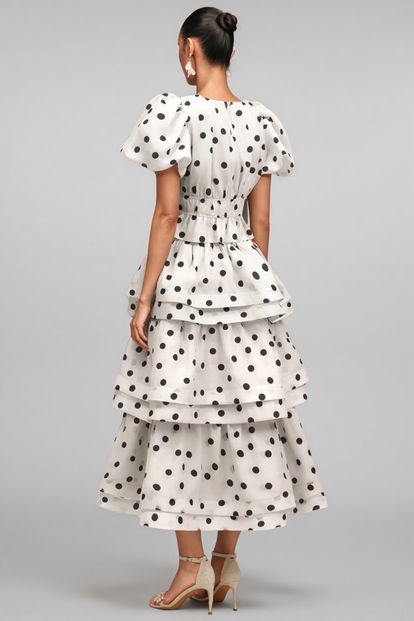 Willa White Puff Sleeves Printed Maxi Dress Set