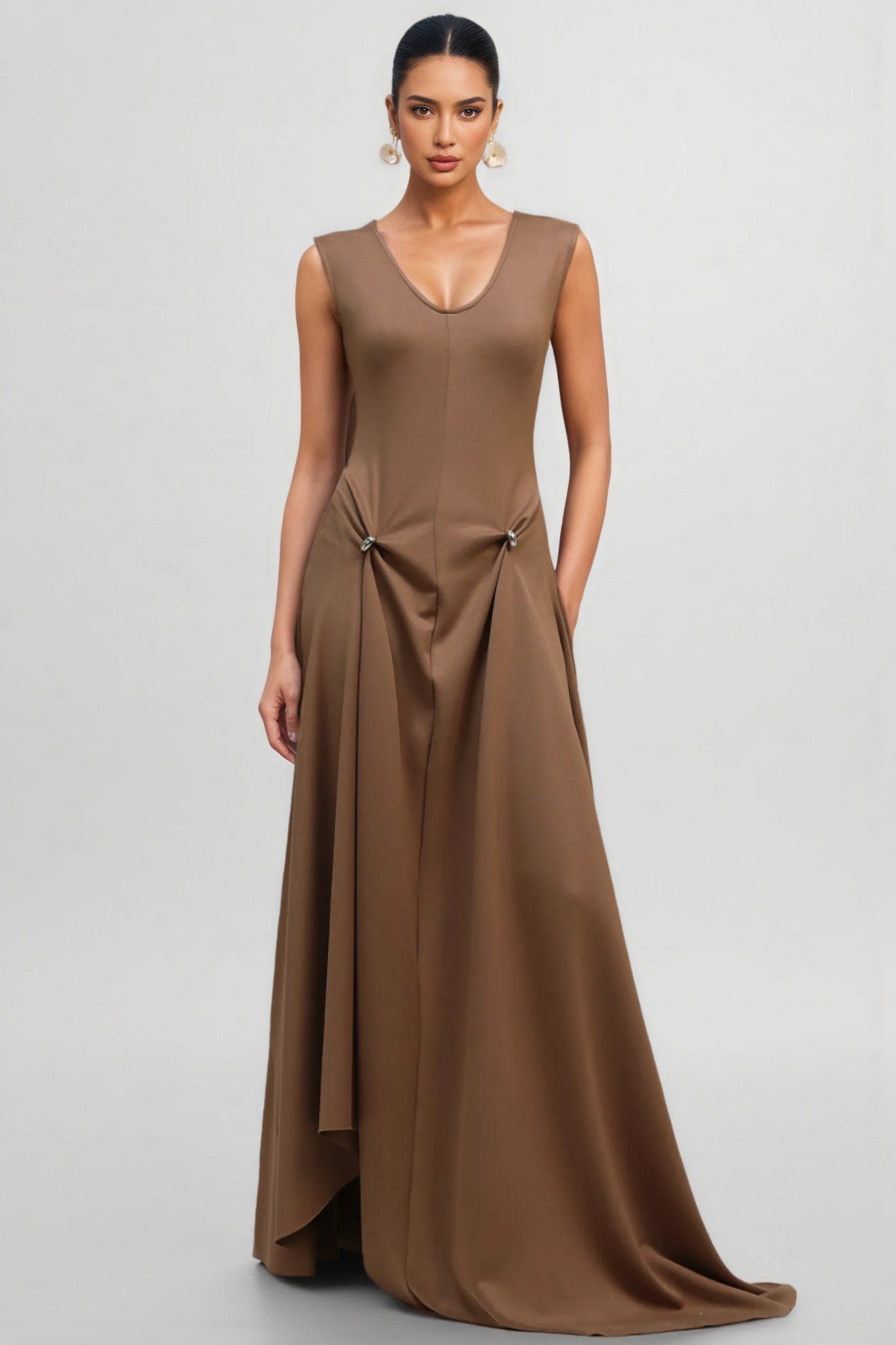 Roto Sleeveless Asymmetric Maxi Dress