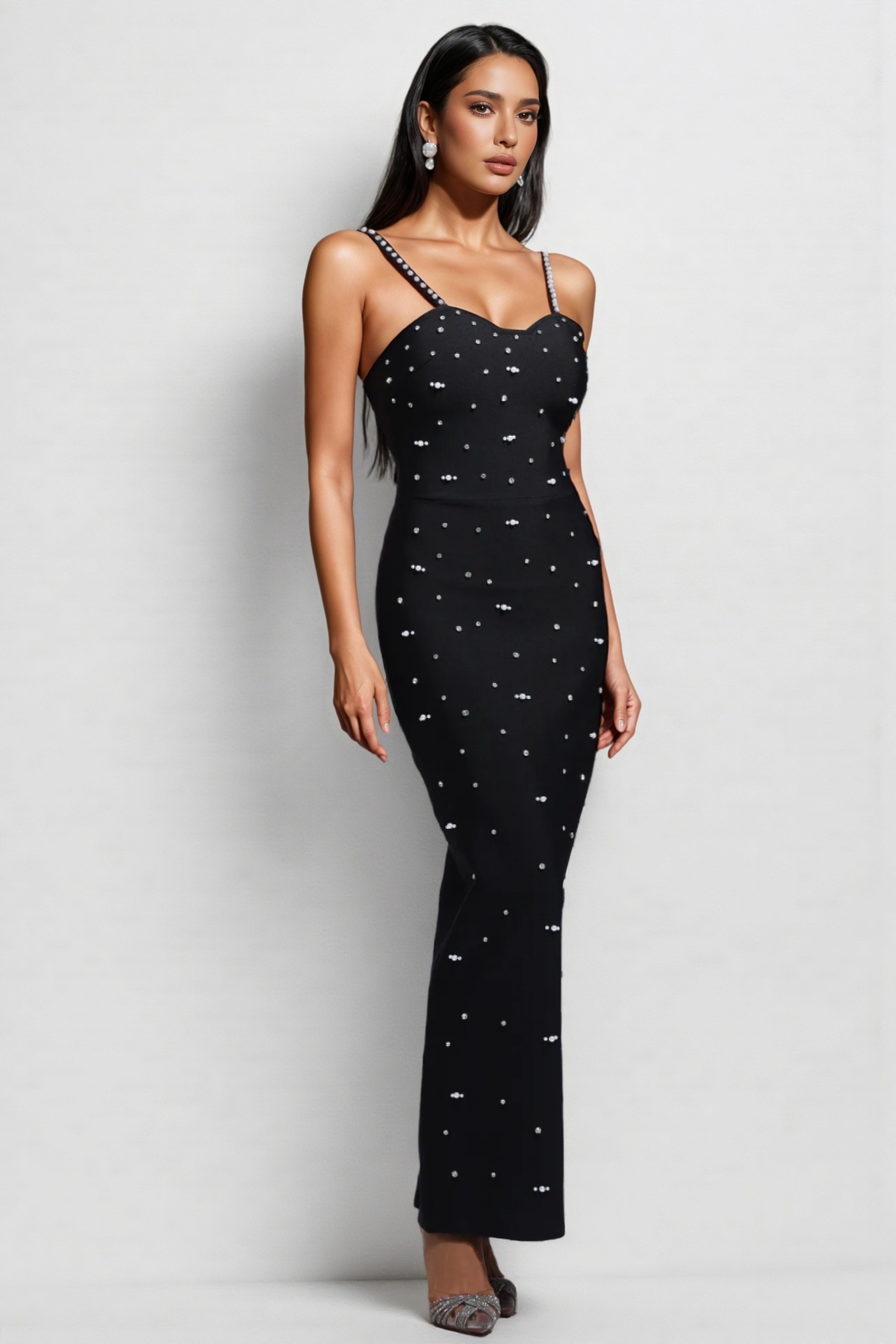 Selenty Sleeveless Diamond Bandage Maxi Dress