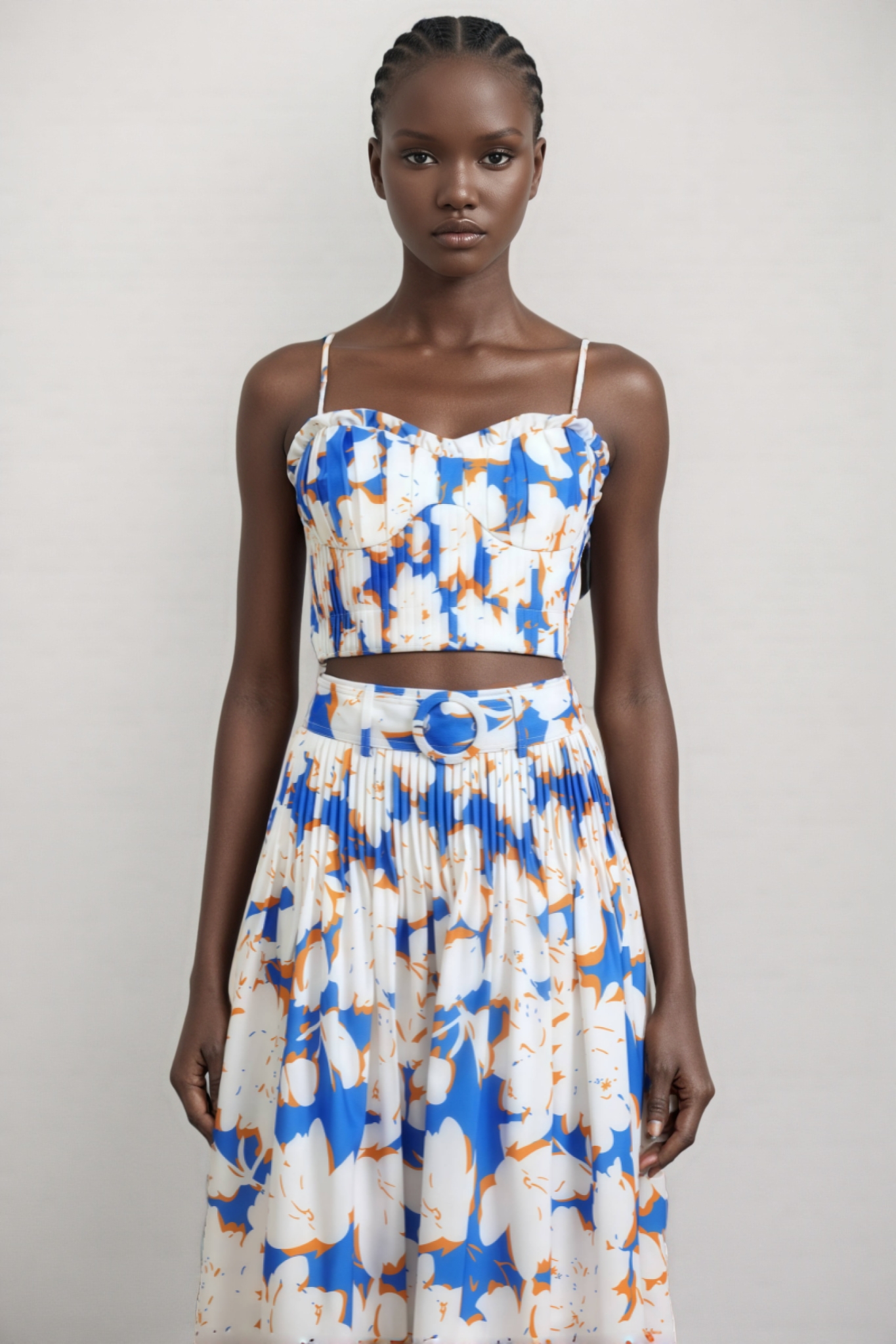 Embet Floral Print Puffy Sleeve Maxi Dress Set