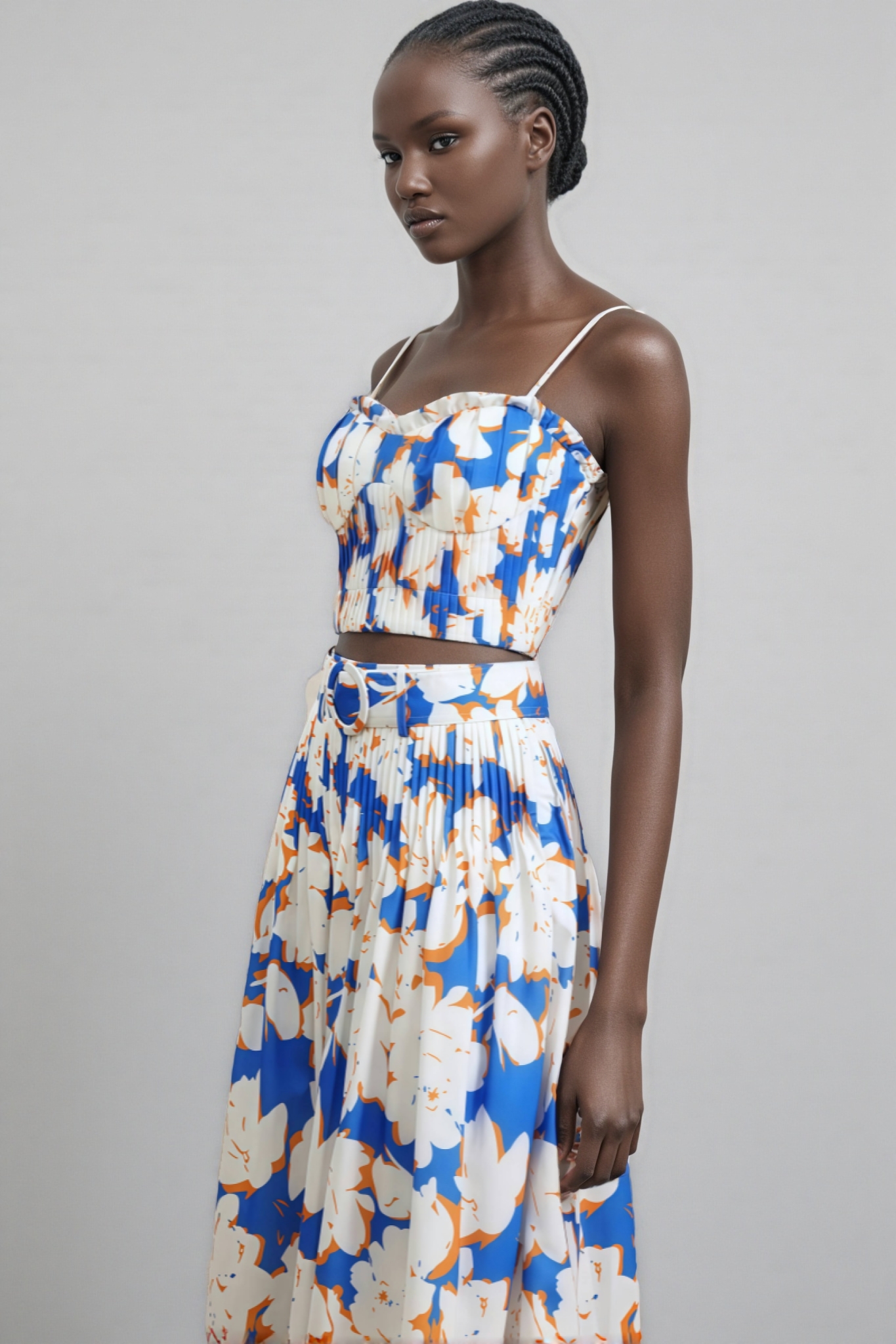 Embet Floral Print Puffy Sleeve Maxi Dress Set