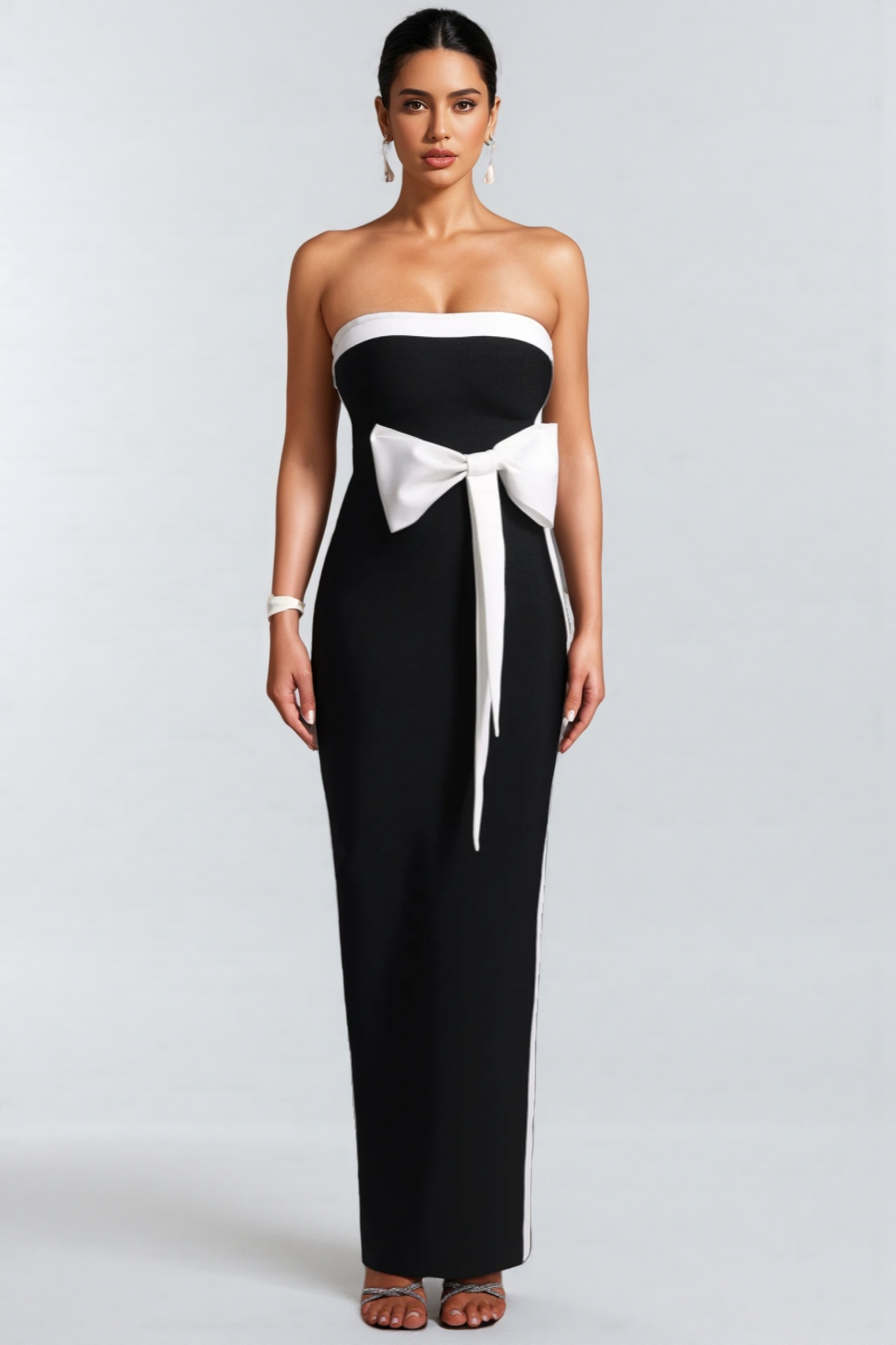 Lala Bandage Strapless Bow Maxi Dress