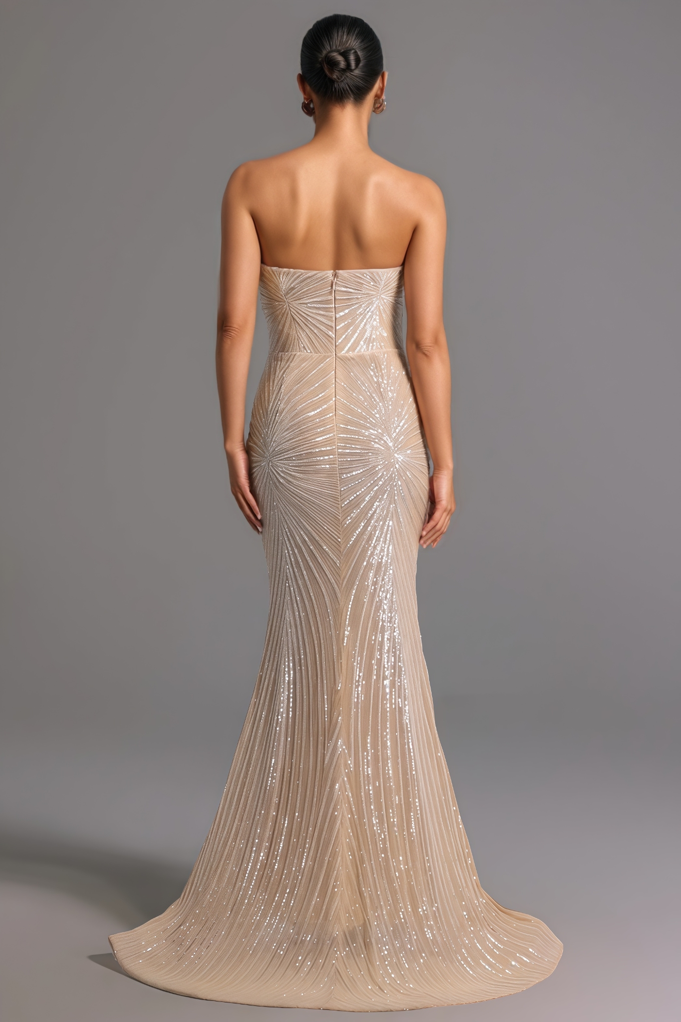 Perilty Strapless Diamond Sequins Maxi Dress