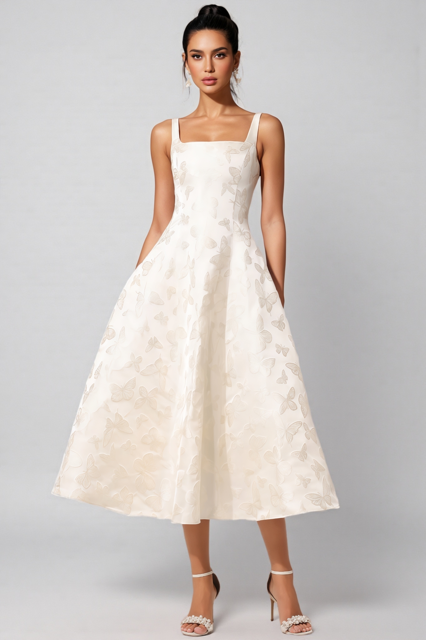 Perrine Halter Jacquard Midi Dress