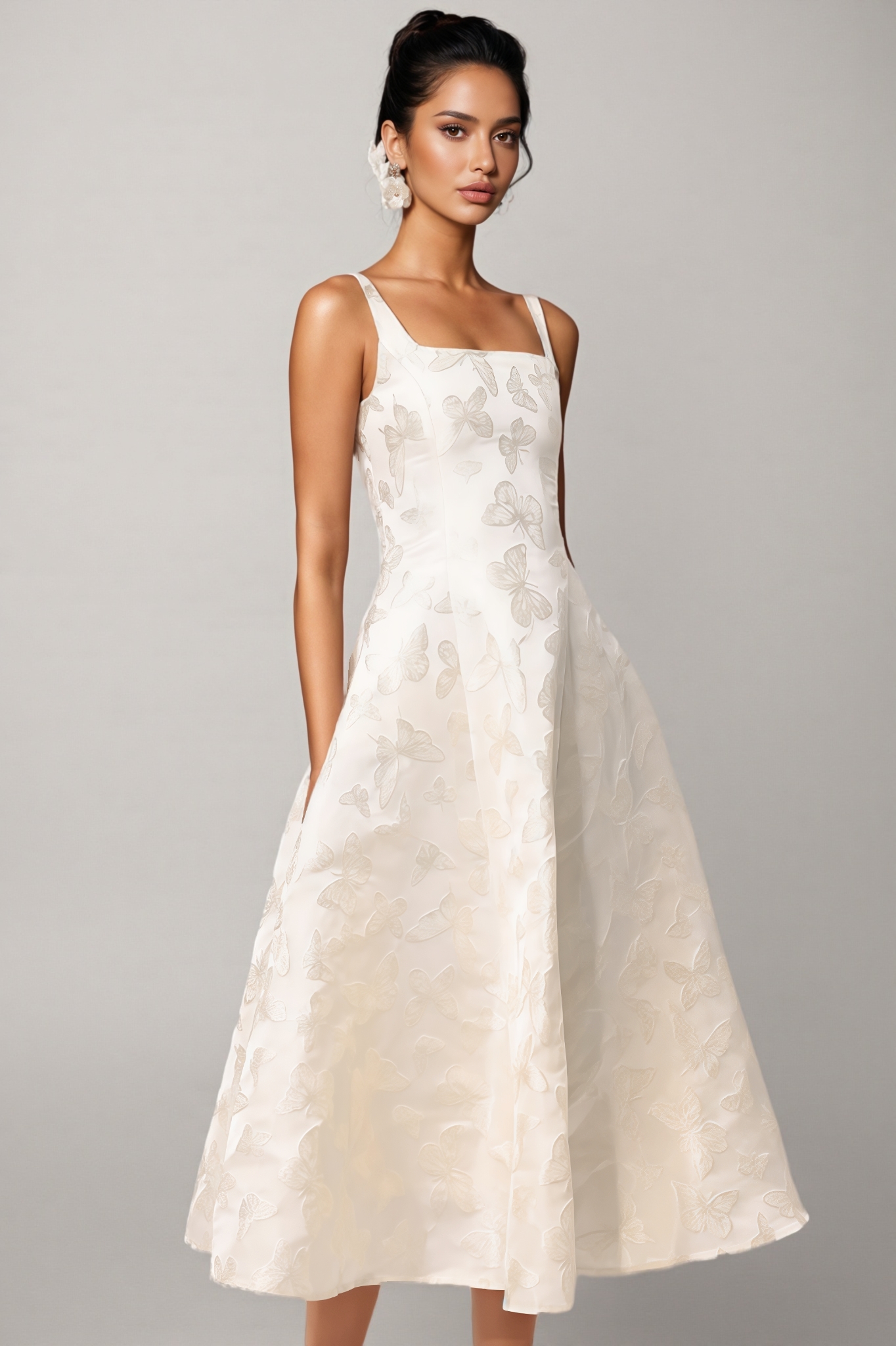 Perrine Halter Jacquard Midi Dress