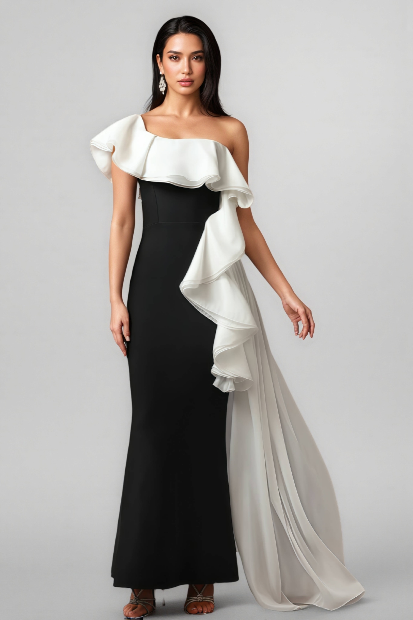 Wanie Off-The-Shoulder Flounce Bandage Maxi Dress