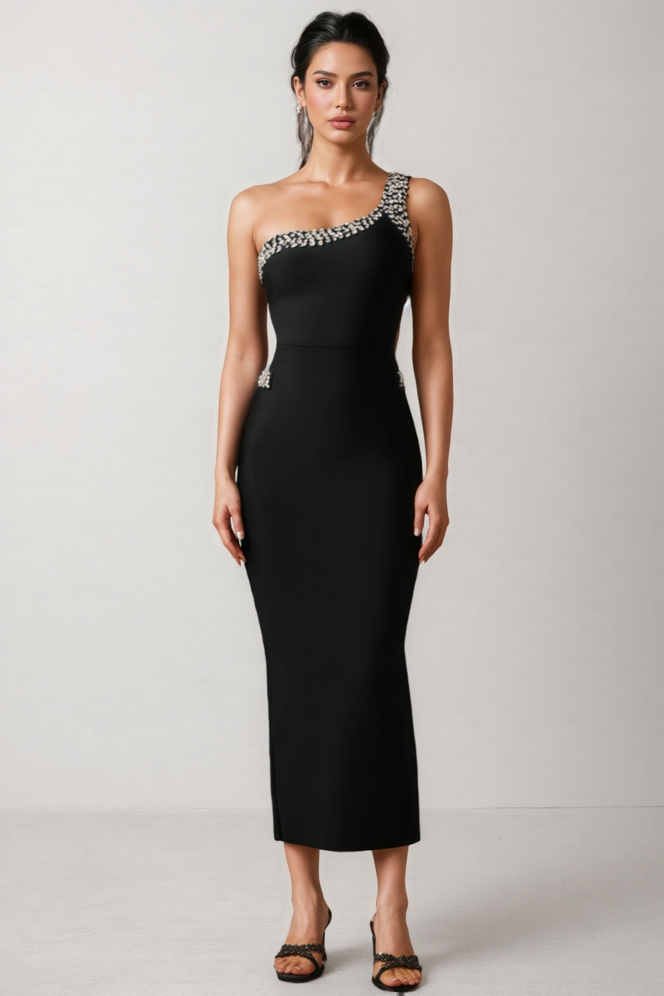 Yasir Sleeveless Diamond Slit Bandage Maxi Dress