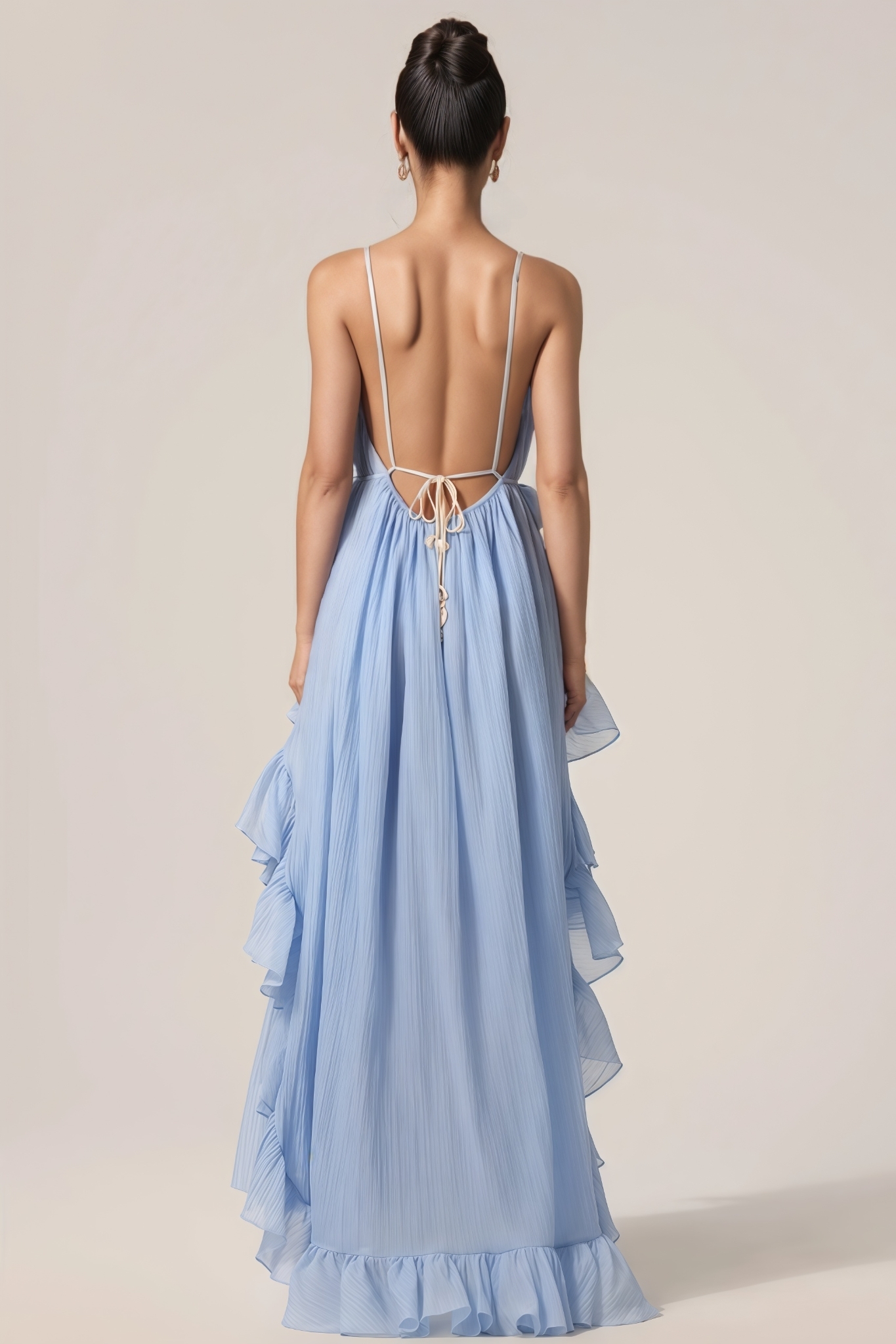 Zevind Sleeveless Backless Folds Maxi Dress