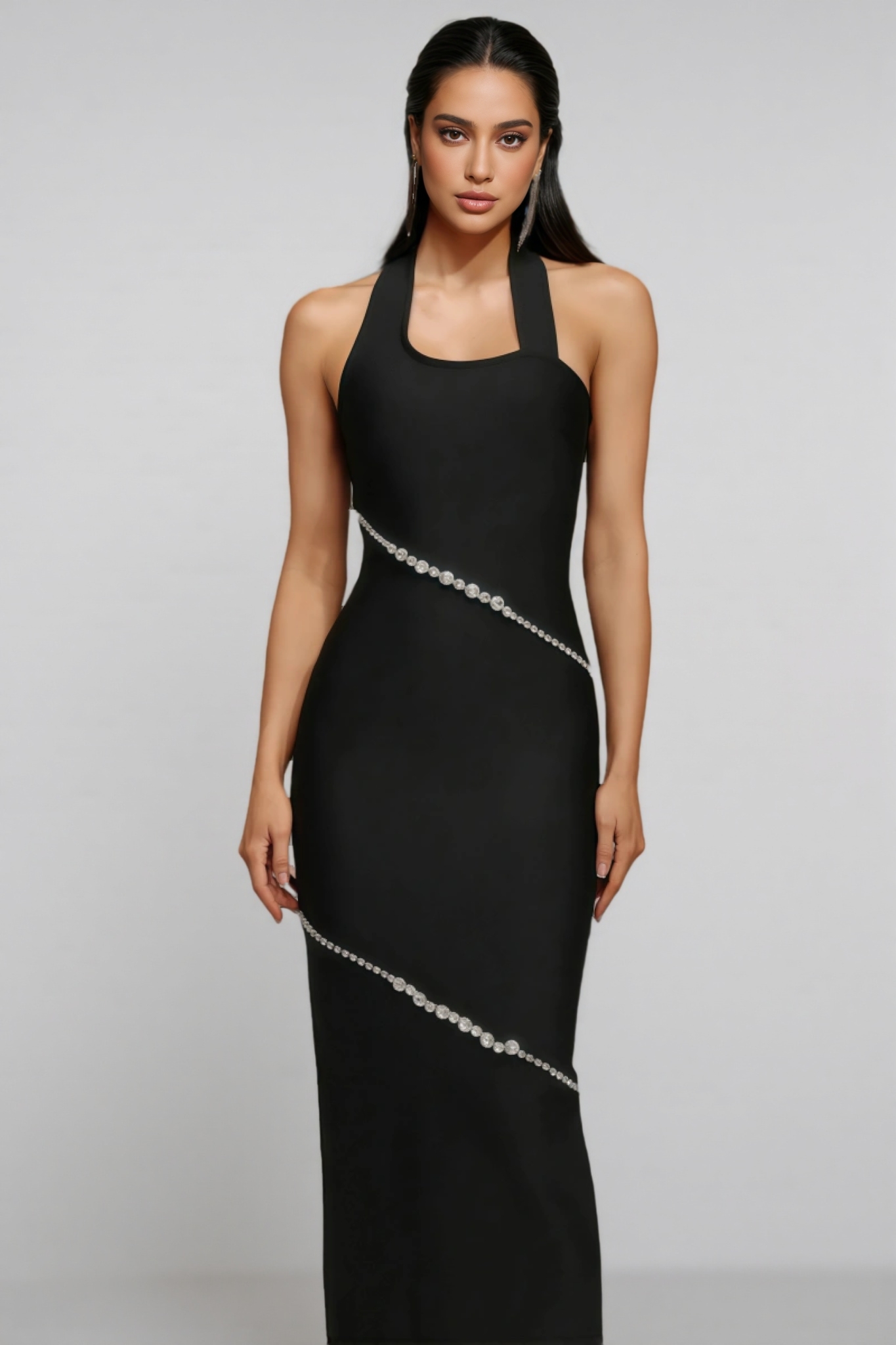 Conrad Halter Diamond Maxi Dress