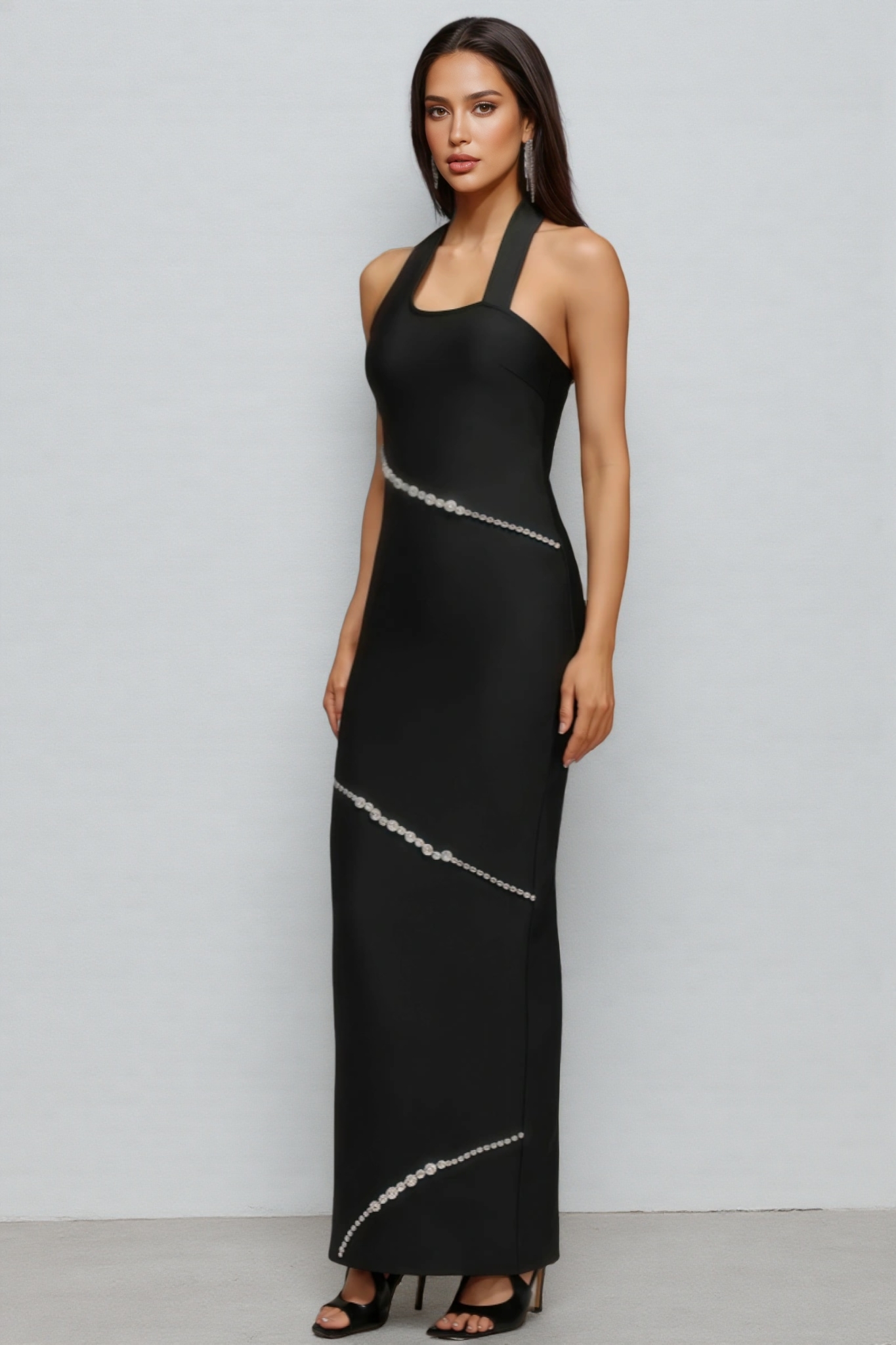 Conrad Halter Diamond Maxi Dress