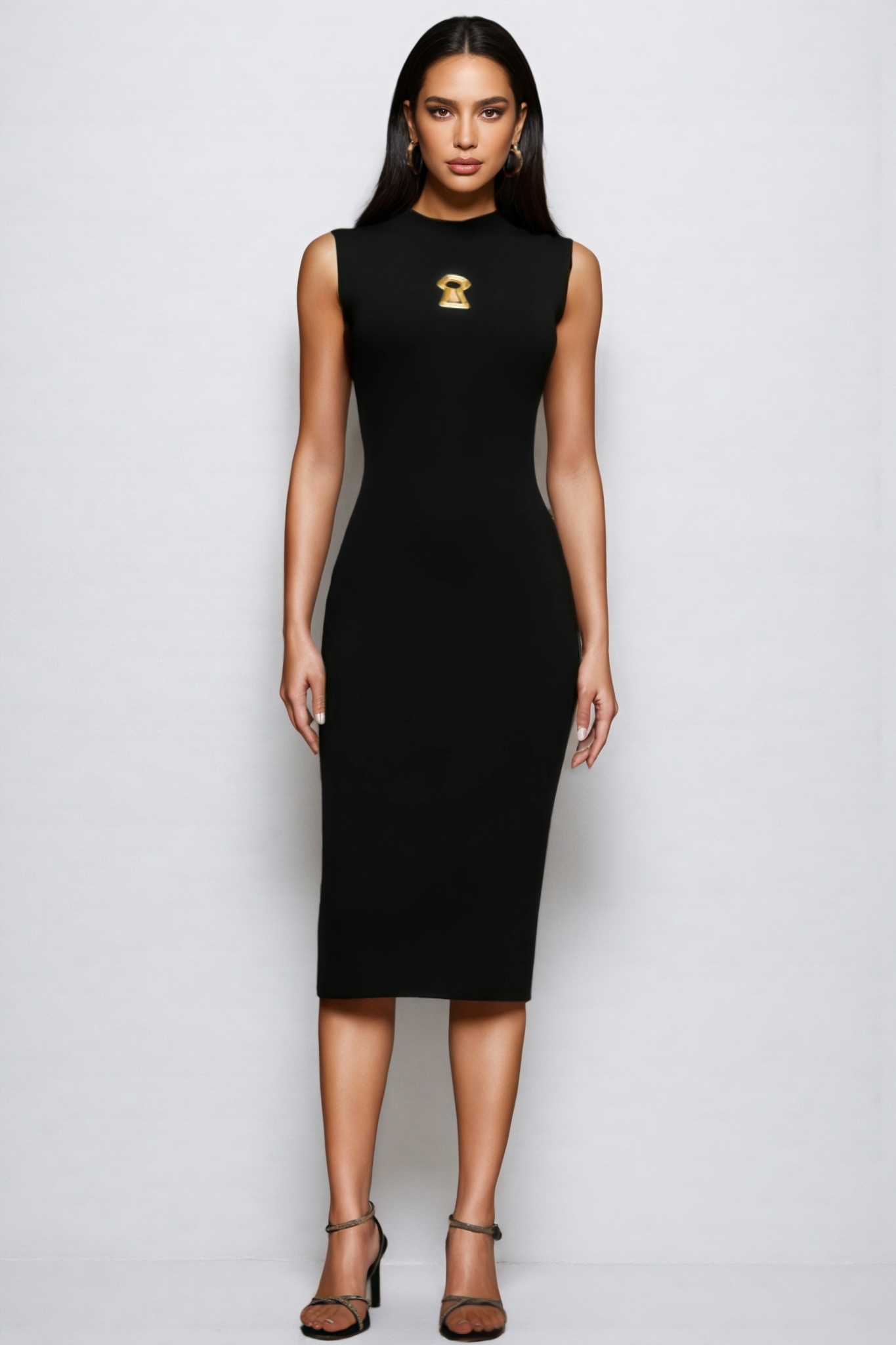 Shaha Sleeveless Metal Hollow Out Maxi Dress