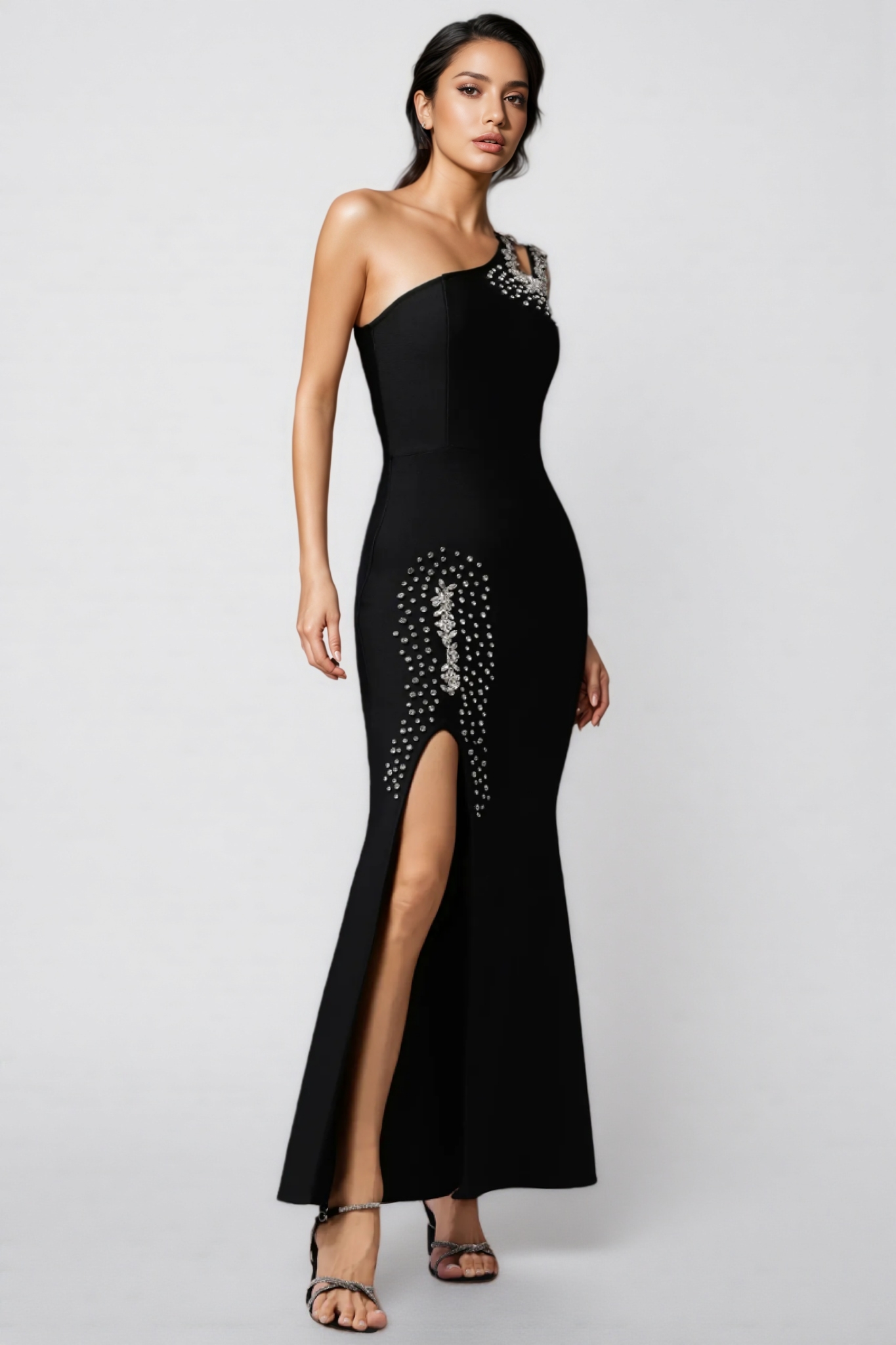 Eloise Sleeveless Diamond Slit Bandage Maxi Dress