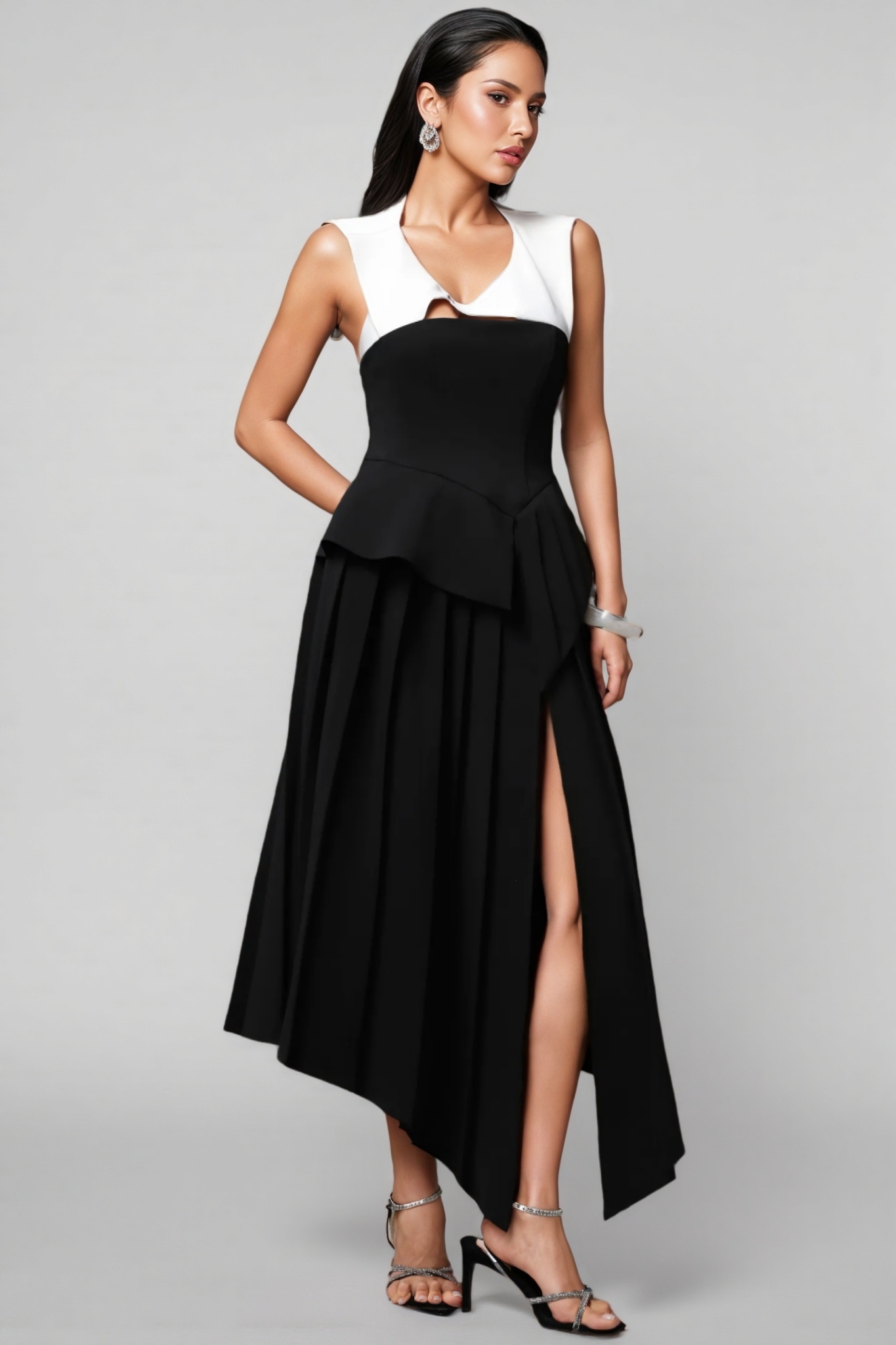 Nahla Sleeveless Irregular Hollow Out Maxi Dress