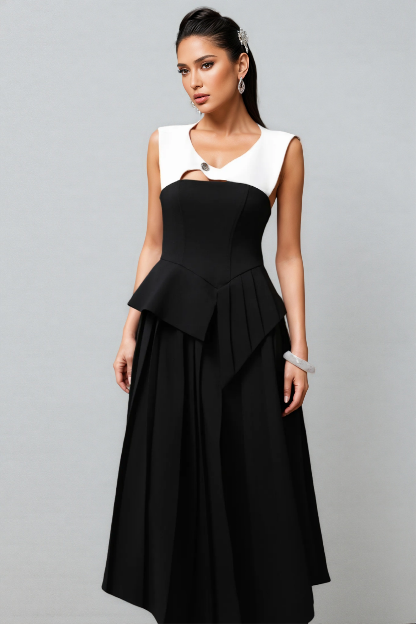 Nahla Sleeveless Irregular Hollow Out Maxi Dress