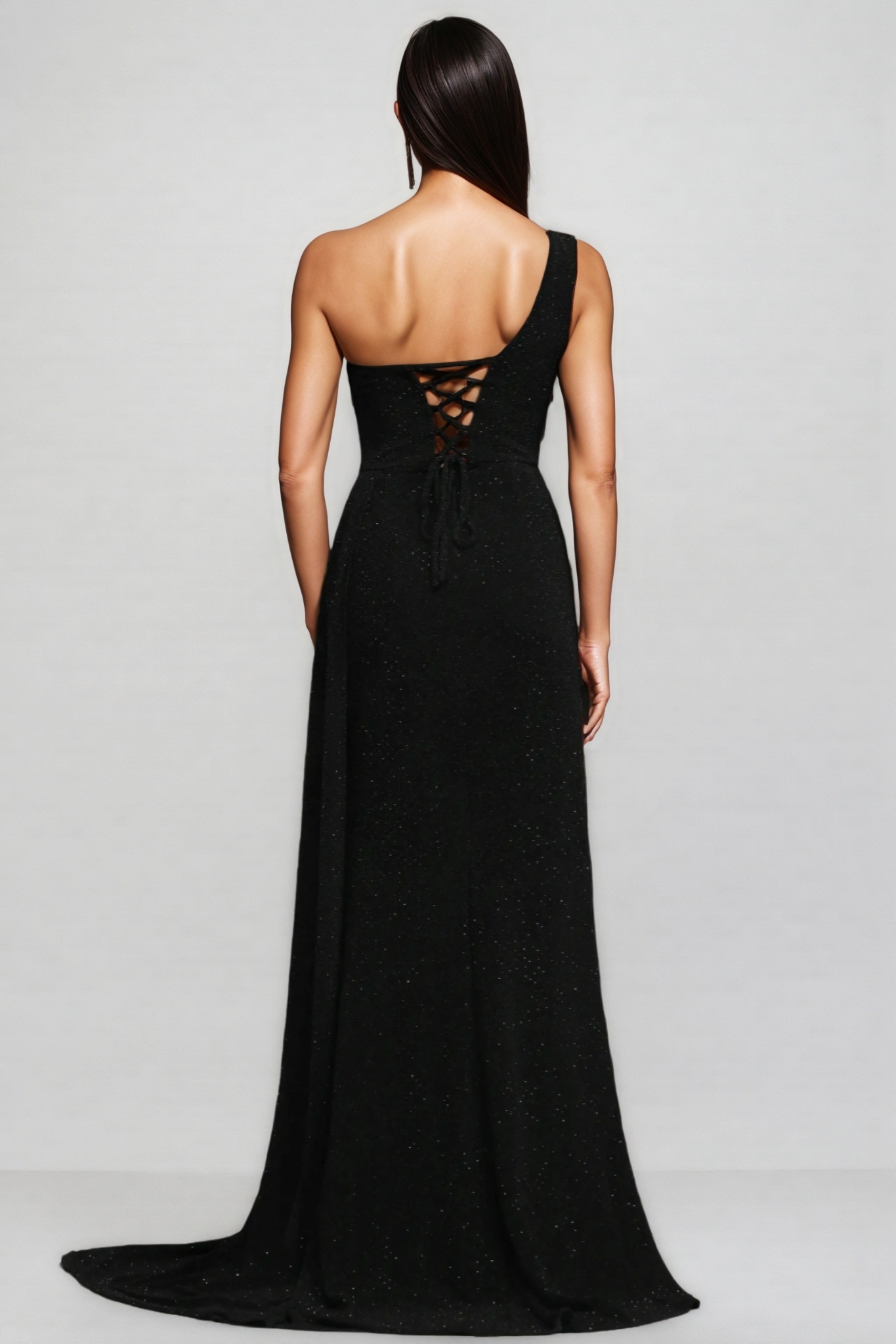Hryonth One Shoulder Diamond Slit Maxi Dress