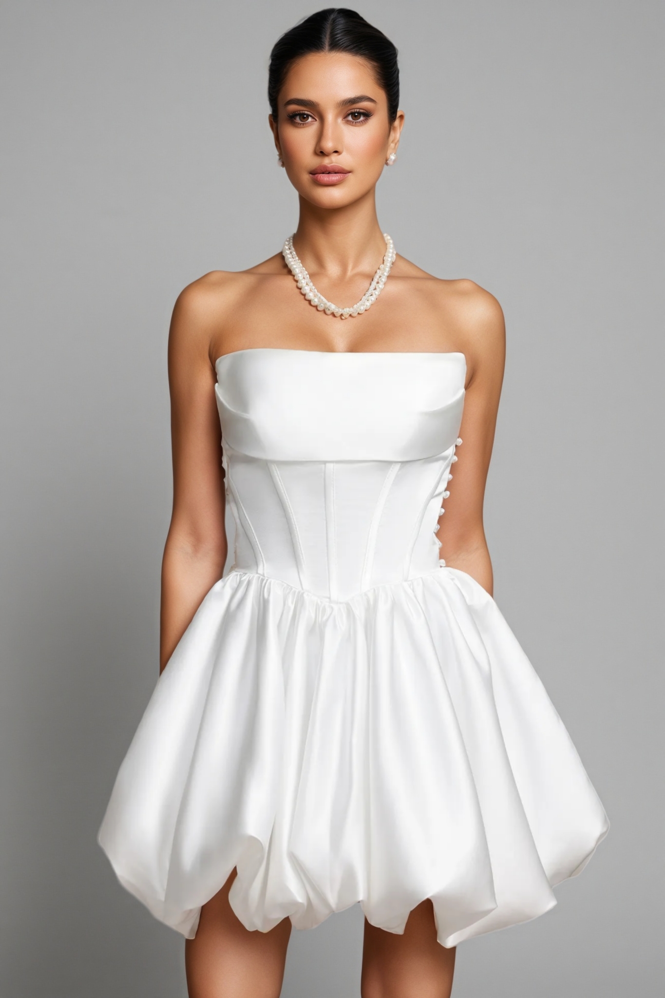 Delisy Fishbone Strapless Mini Dress