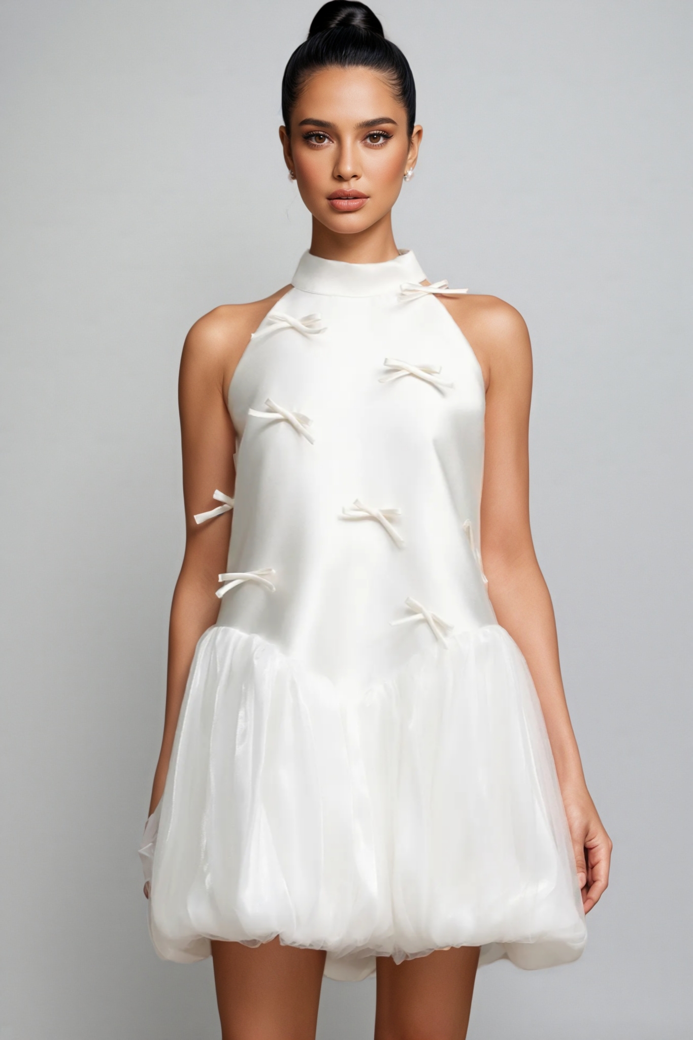 Sequoya Strapless Satin Sleeveless Mini Dress