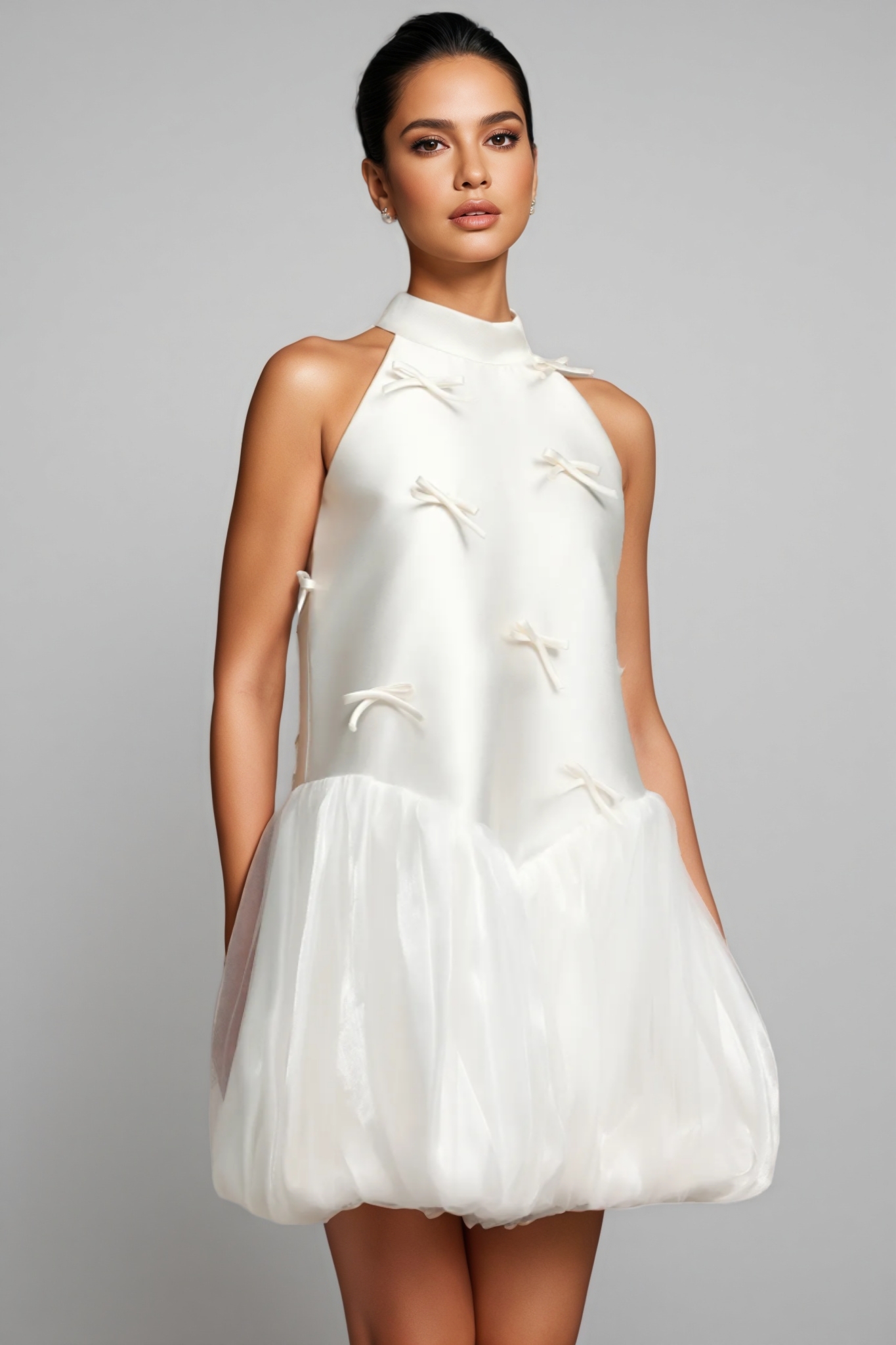 Sequoya Strapless Satin Sleeveless Mini Dress