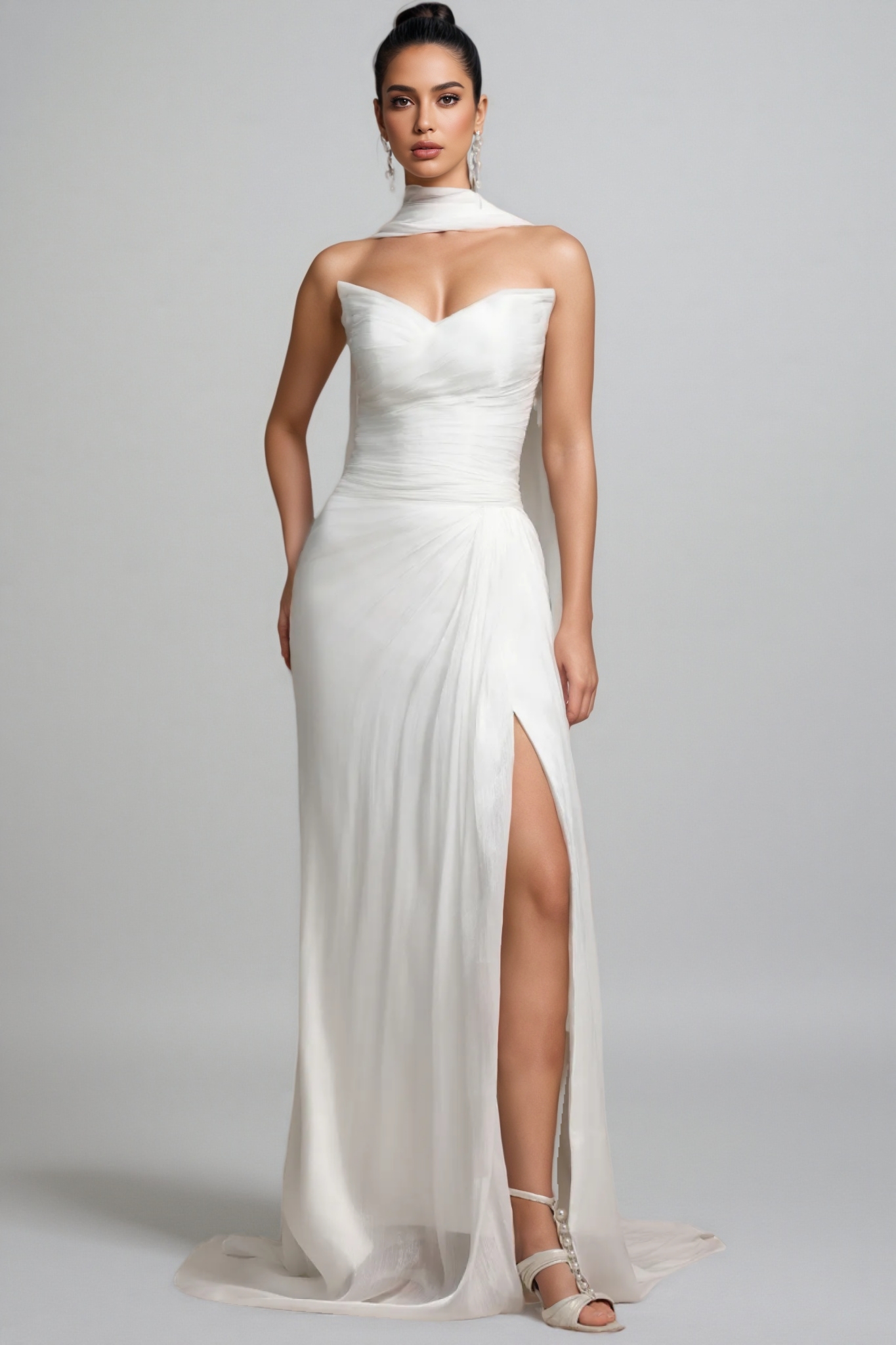 Rafik Pleated Strapless Wedding Maxi Dress