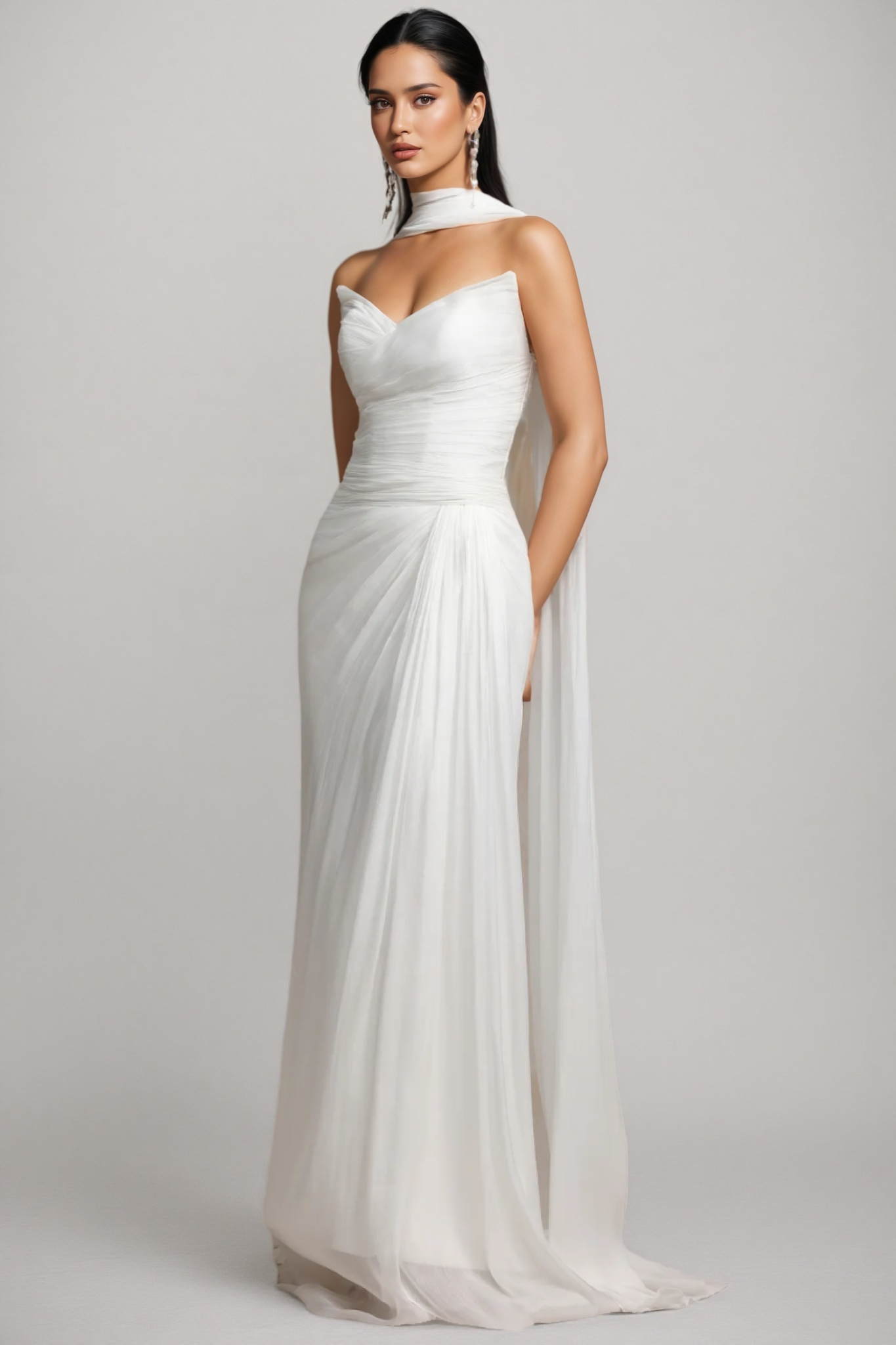 Rafik Pleated Strapless Wedding Maxi Dress