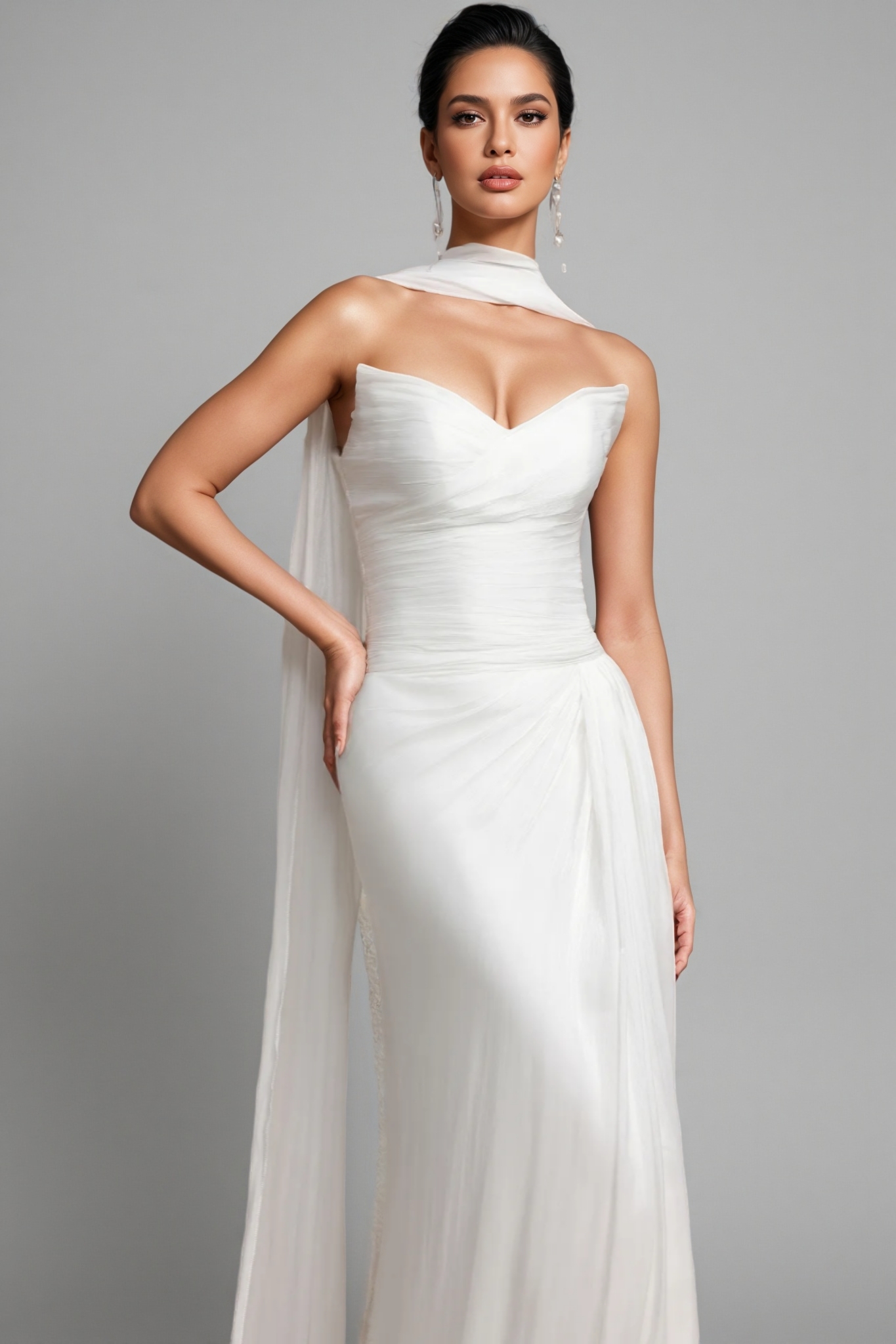 Rafik Pleated Strapless Wedding Maxi Dress