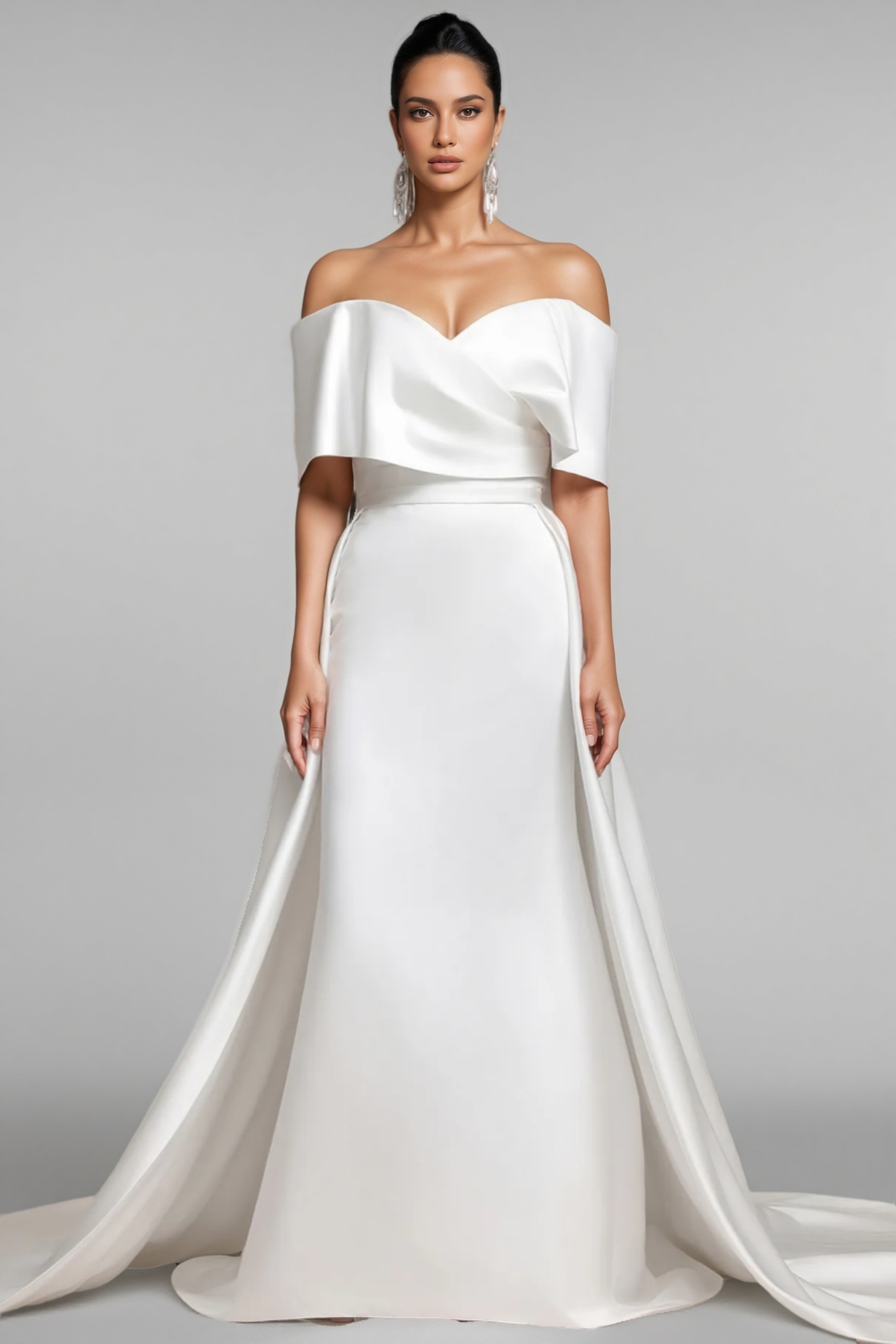 Euen Off Shoulder Fish Tail Wedding Maxi Dress