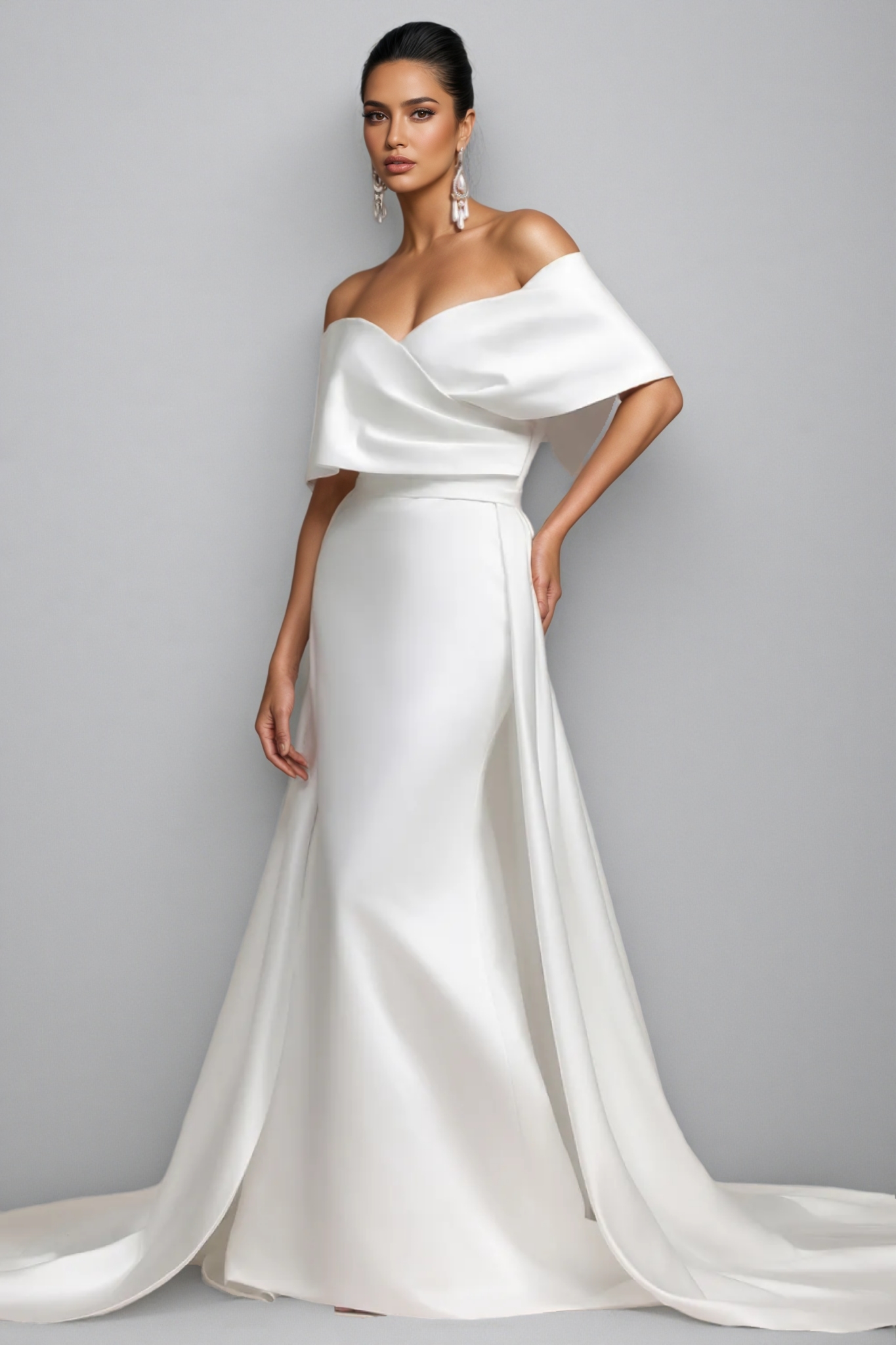 Euen Off Shoulder Fish Tail Wedding Maxi Dress