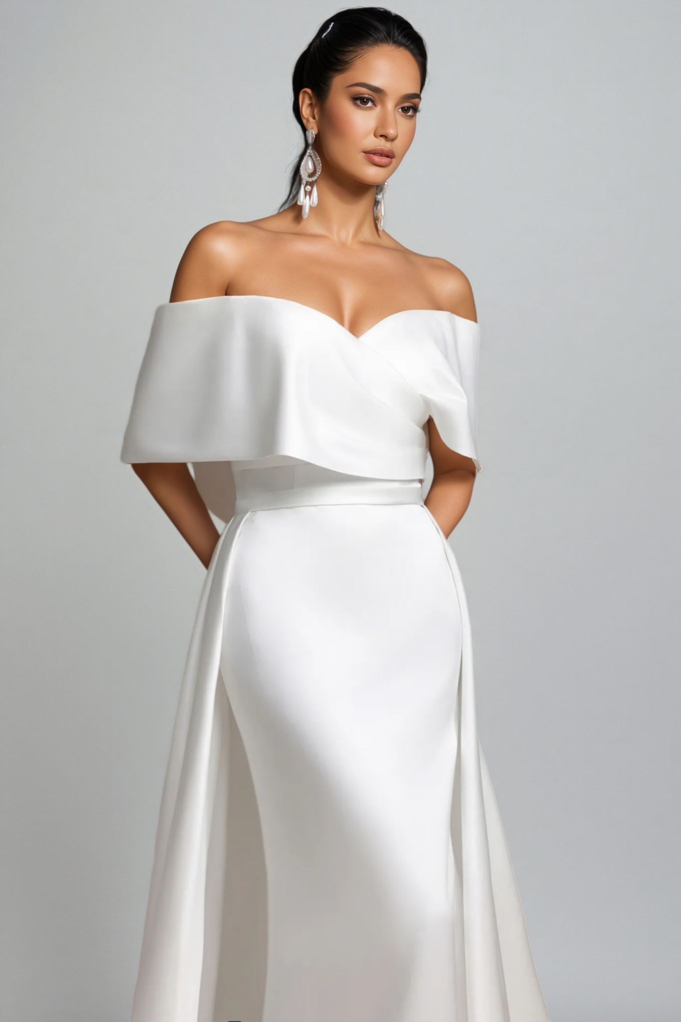 Euen Off Shoulder Fish Tail Wedding Maxi Dress
