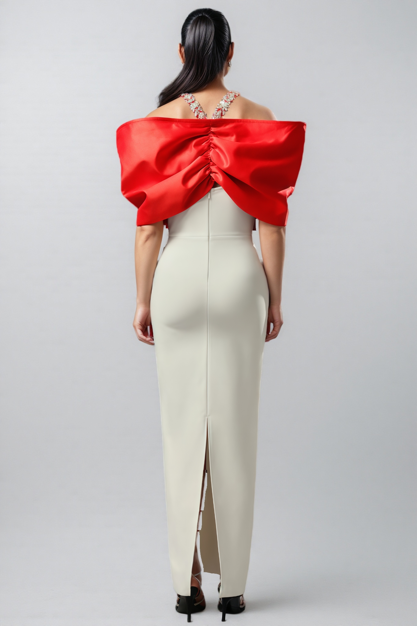 Yetta Halter Diamond Bow Bandage Maxi Dress