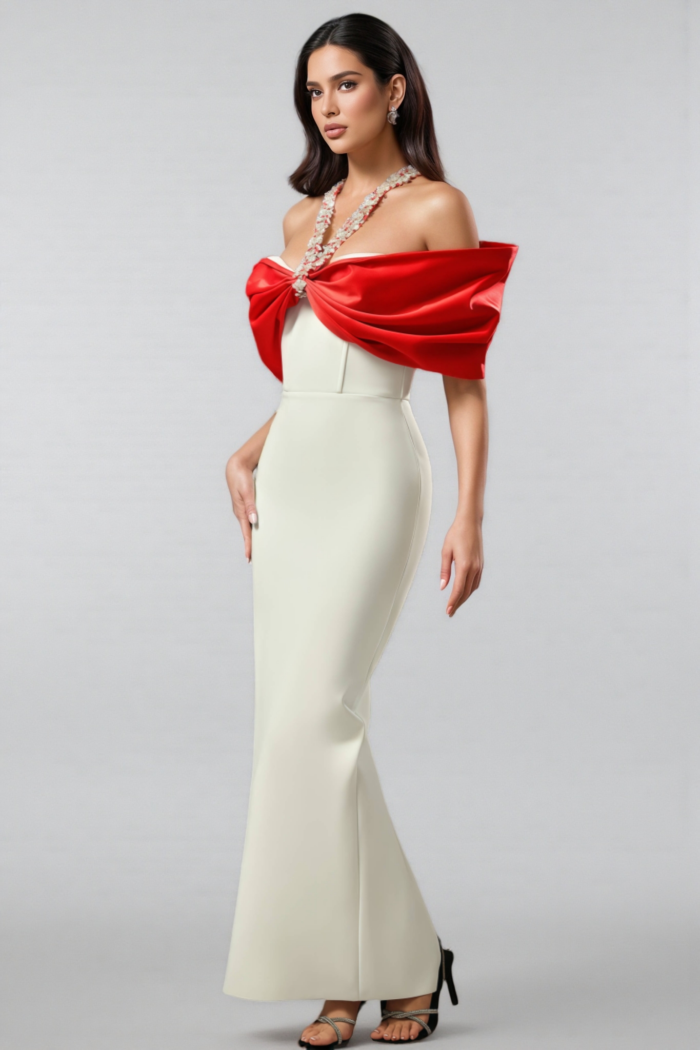 Yetta Halter Diamond Bow Bandage Maxi Dress