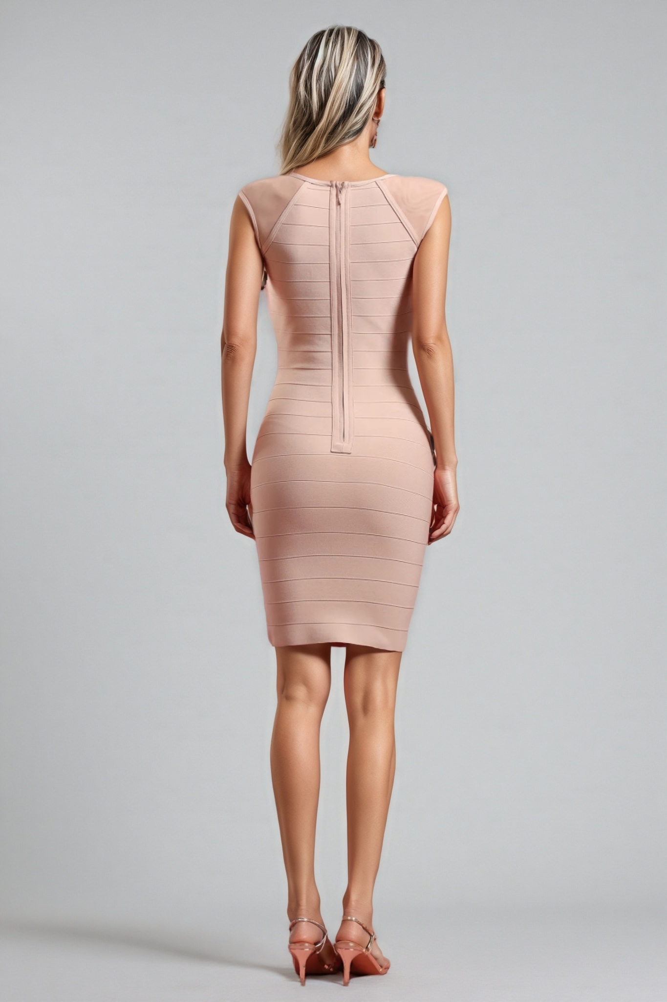 Tada Sleeveless Splice Netting Bandage Mini Dress