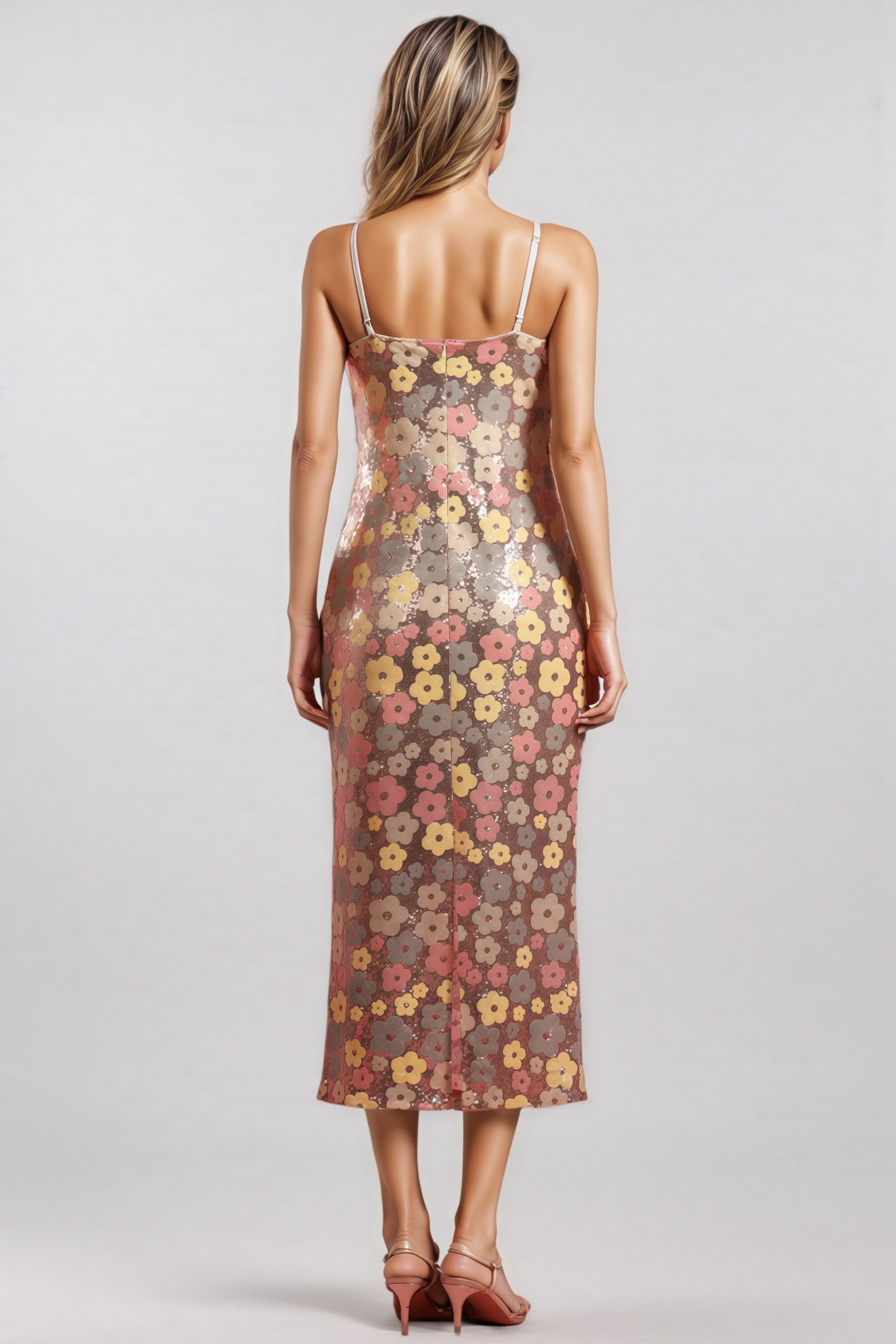 Galdrix Sleeveless Flowers Sequin Maxi Dress
