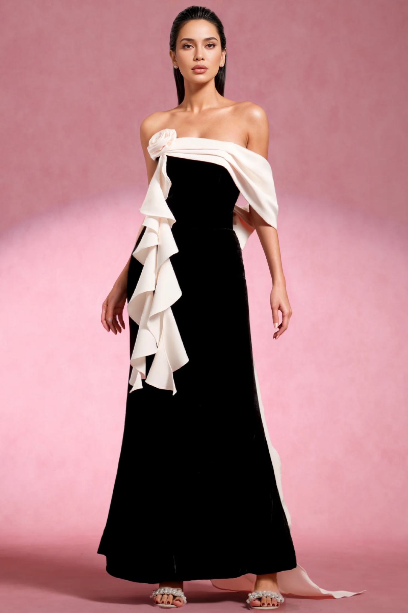 Opala Sleeveless Flower Ribbon Maxi Dress