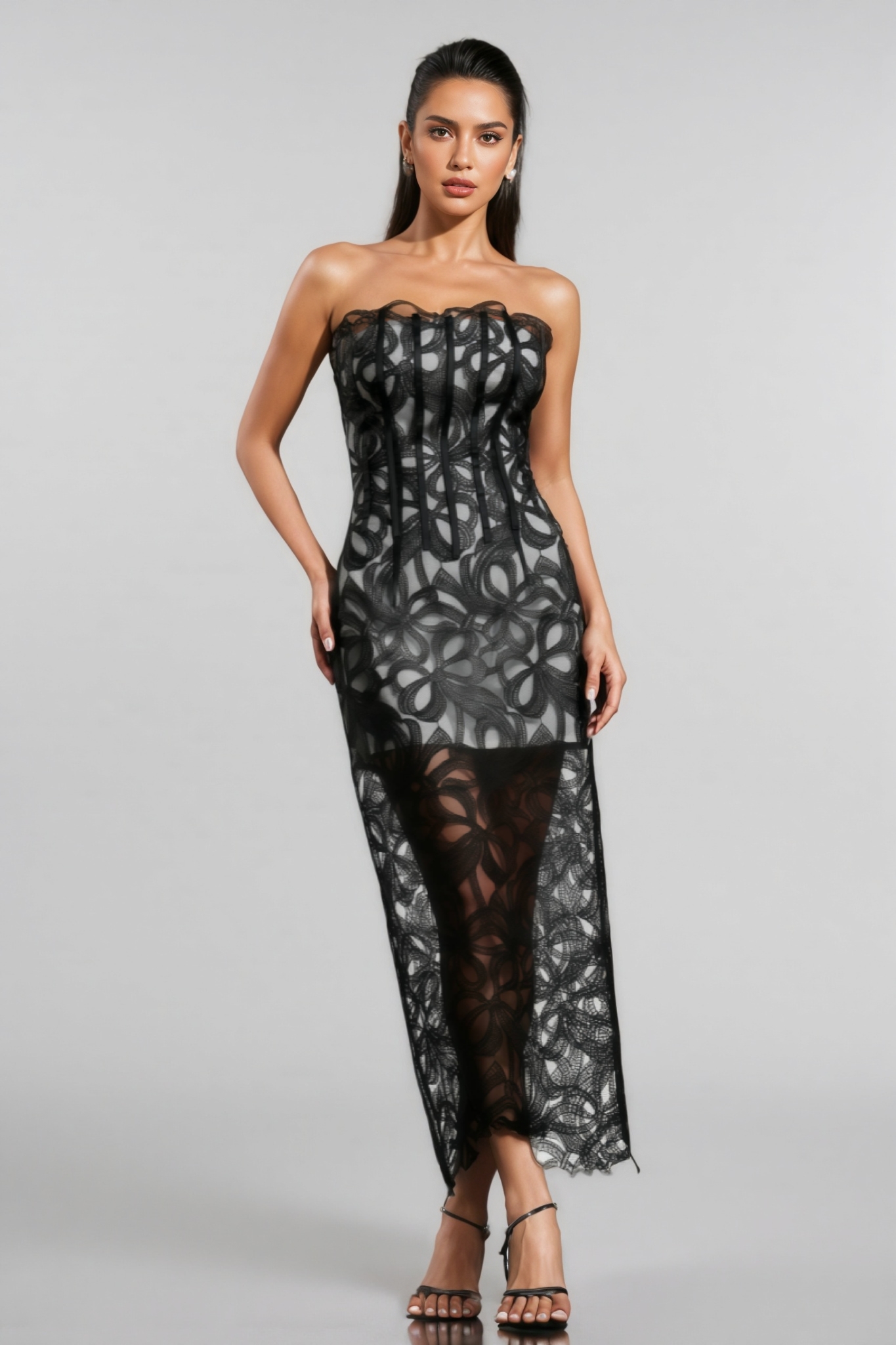 Ivy Sleeveless Fish Bone Strap Maxi Dress