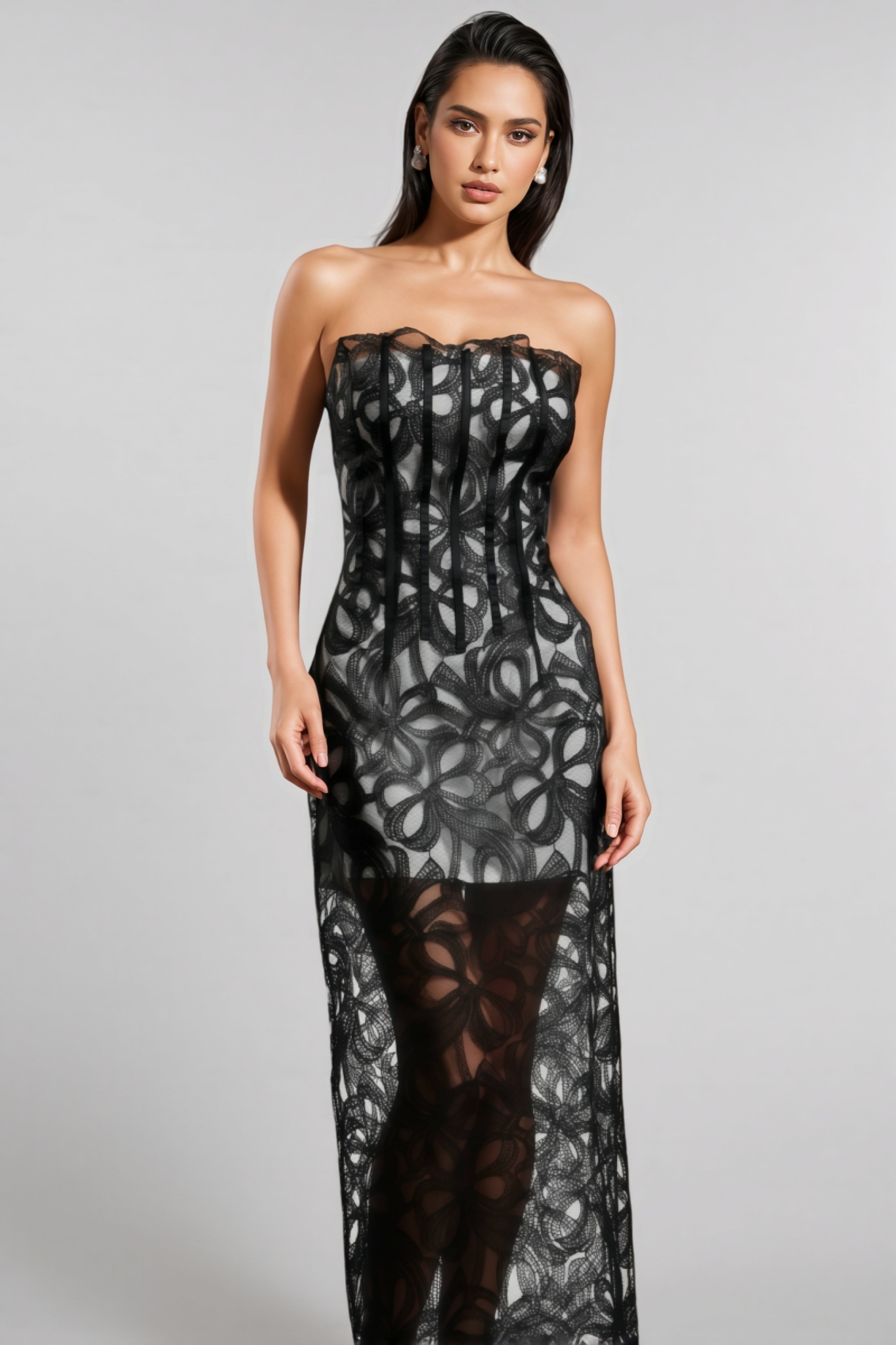 Ivy Sleeveless Fish Bone Strap Maxi Dress