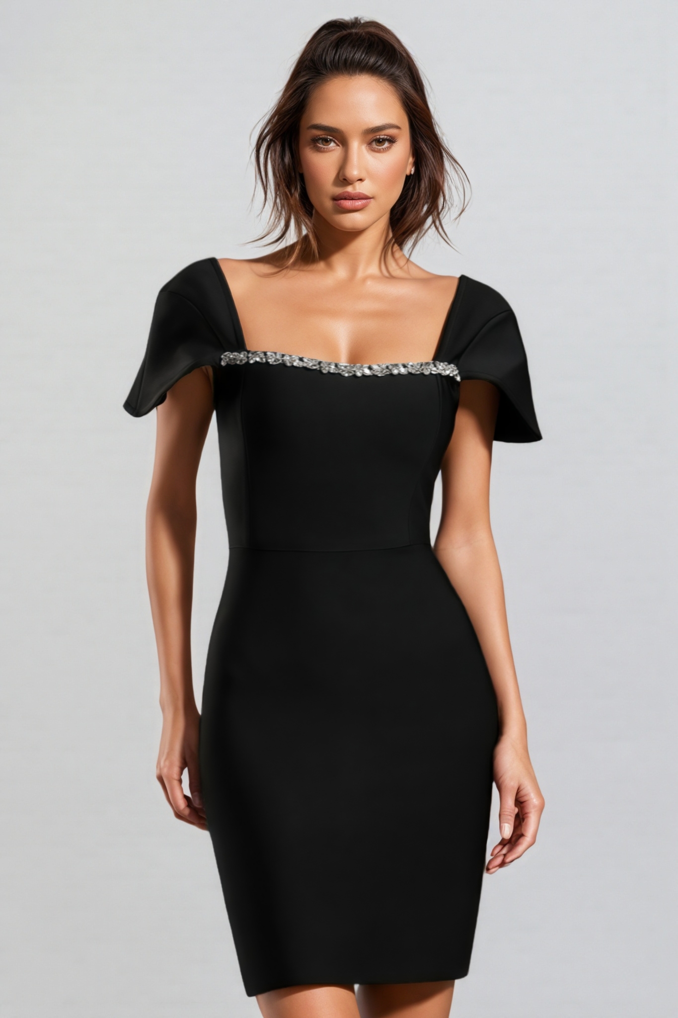 Frida Short Sleeve Diamond Bandage Mini Dress