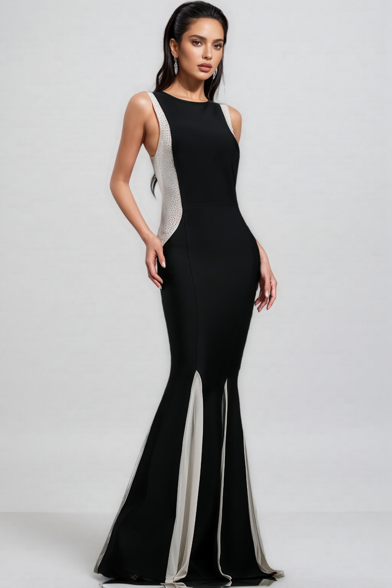 Imane Diamond Fish Tail Bandage Maxi Dress