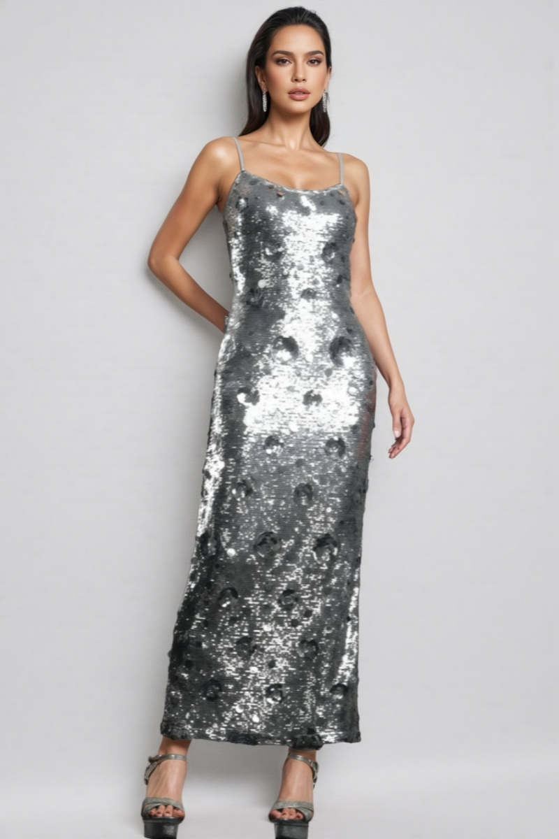 Dilara Strappy Floral Sequinned Maxi Dress