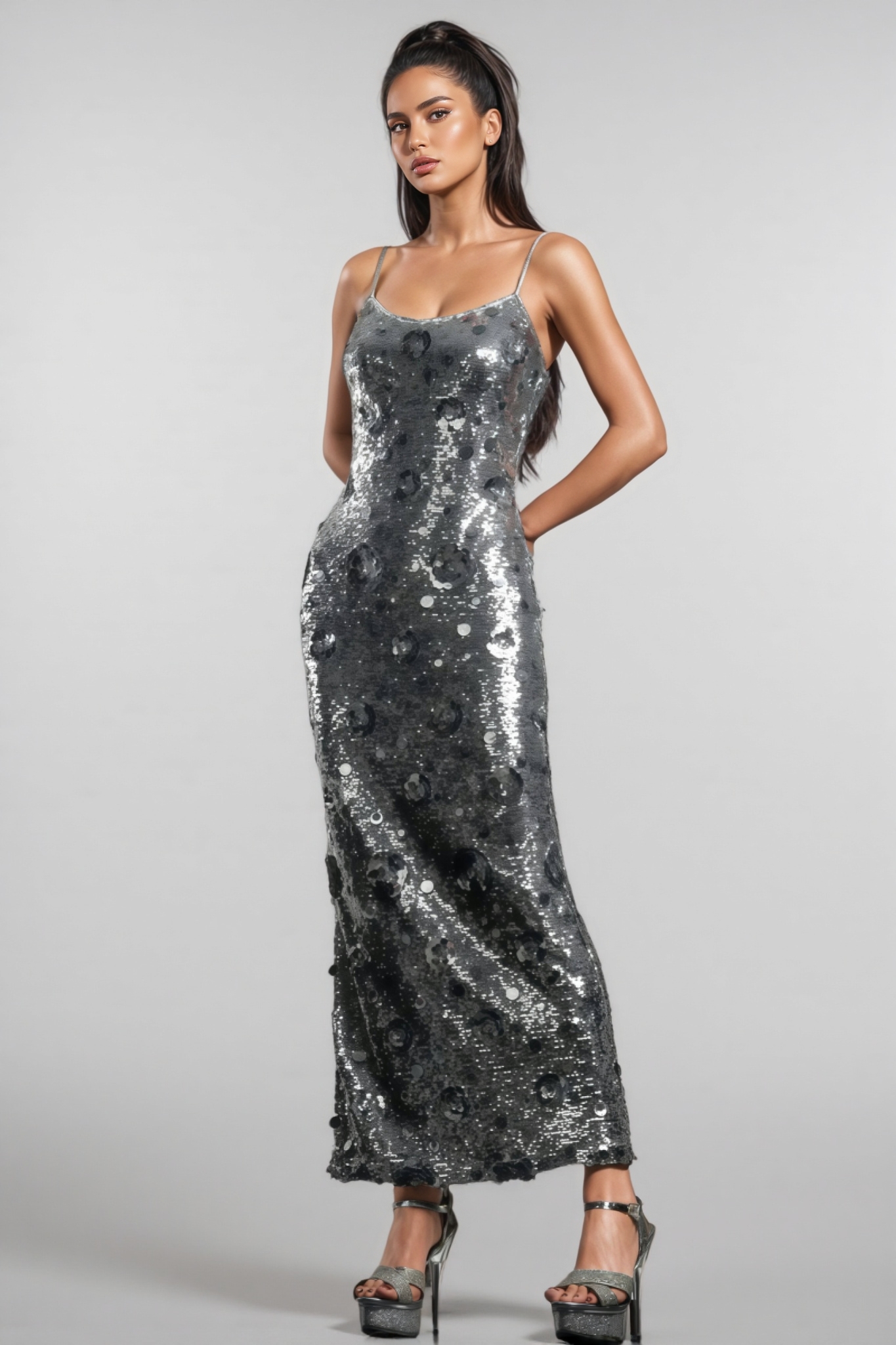 Dilara Strappy Floral Sequinned Maxi Dress