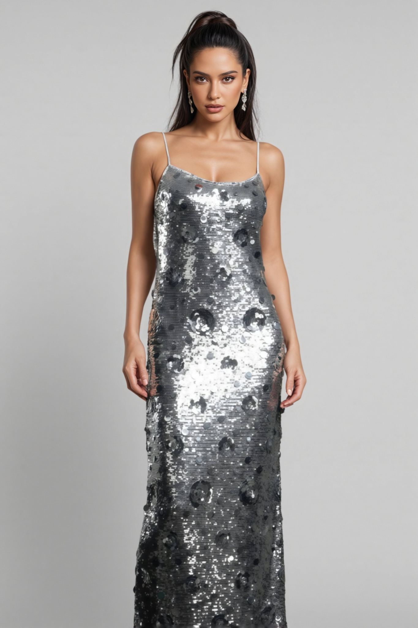 Dilara Strappy Floral Sequinned Maxi Dress