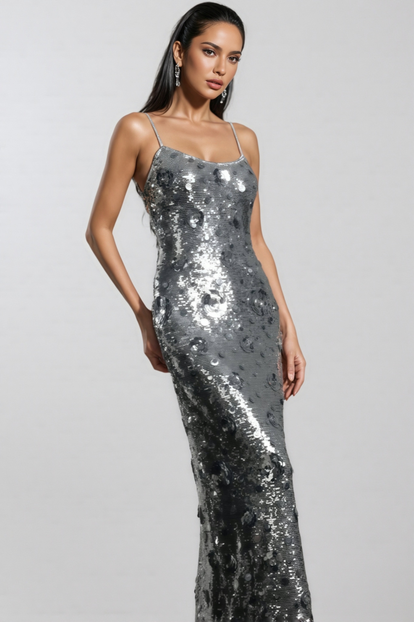 Dilara Strappy Floral Sequinned Maxi Dress