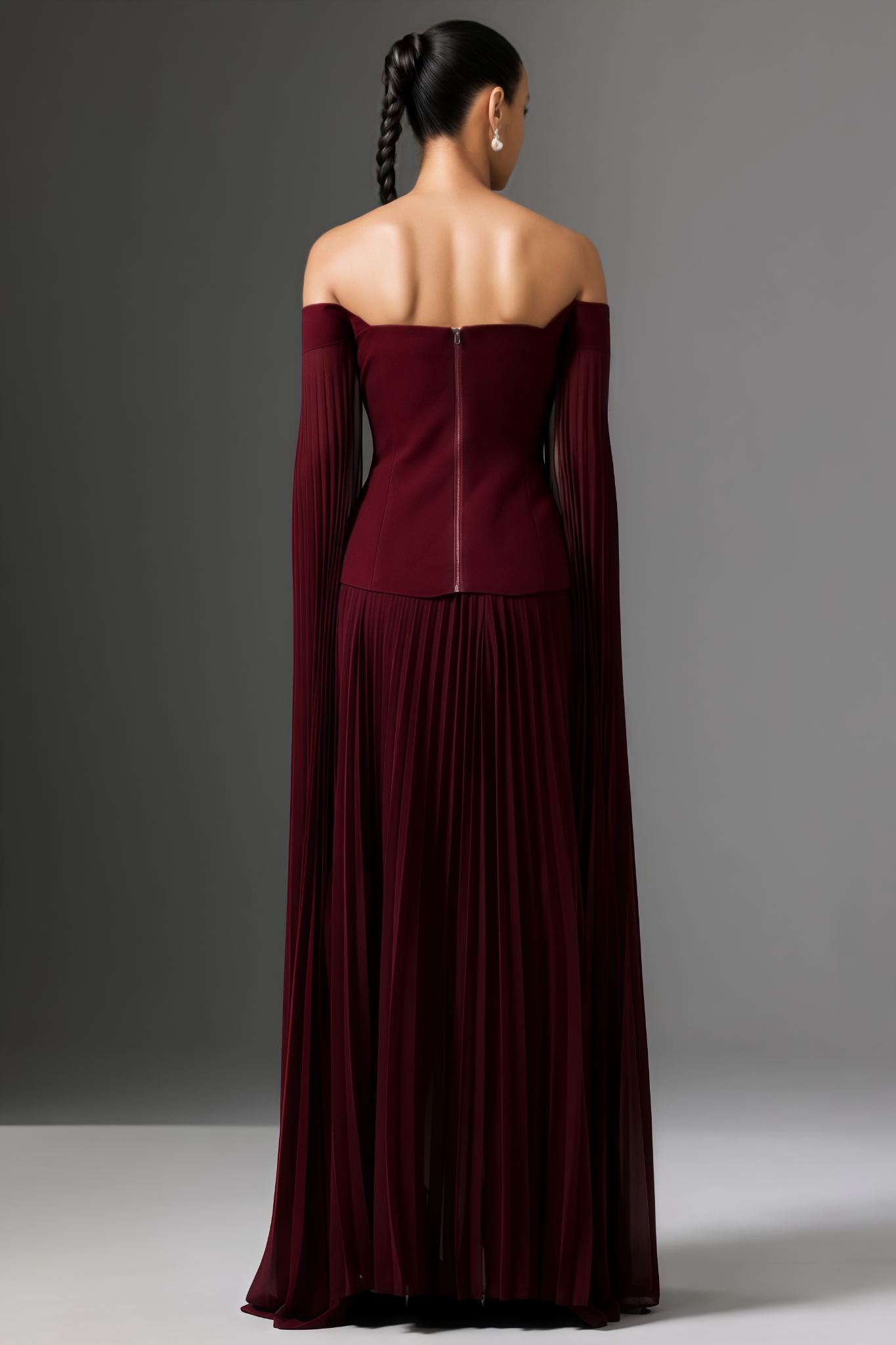 Ravalty Off Shoulder Long Sleeves Ruched Maxi Dress Set