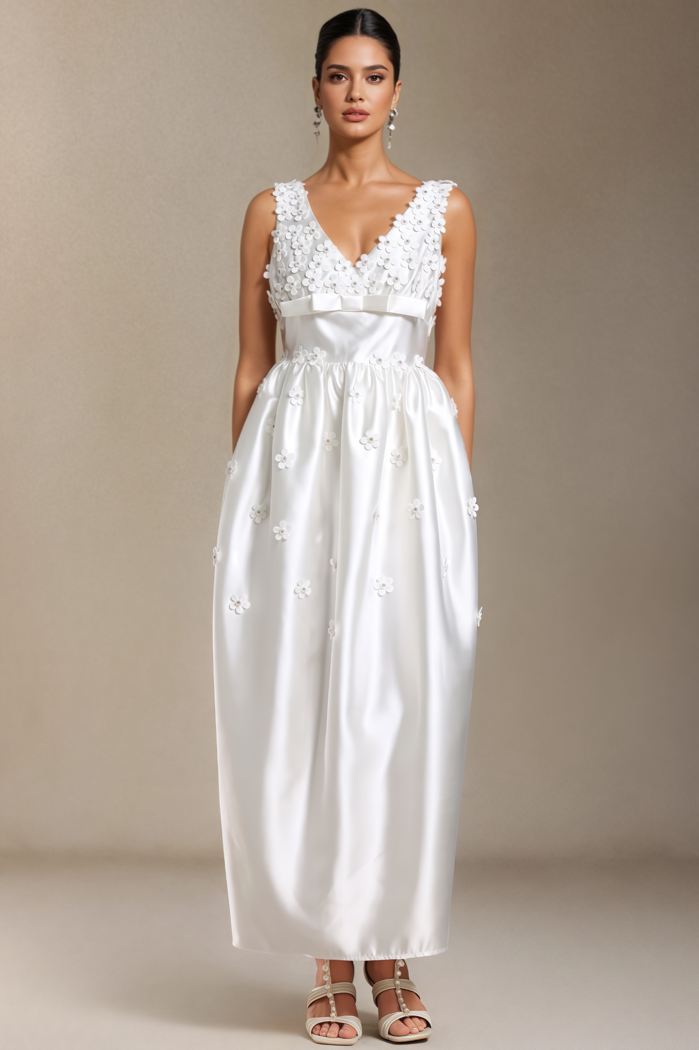 Bow V-Neck Maxi Dress