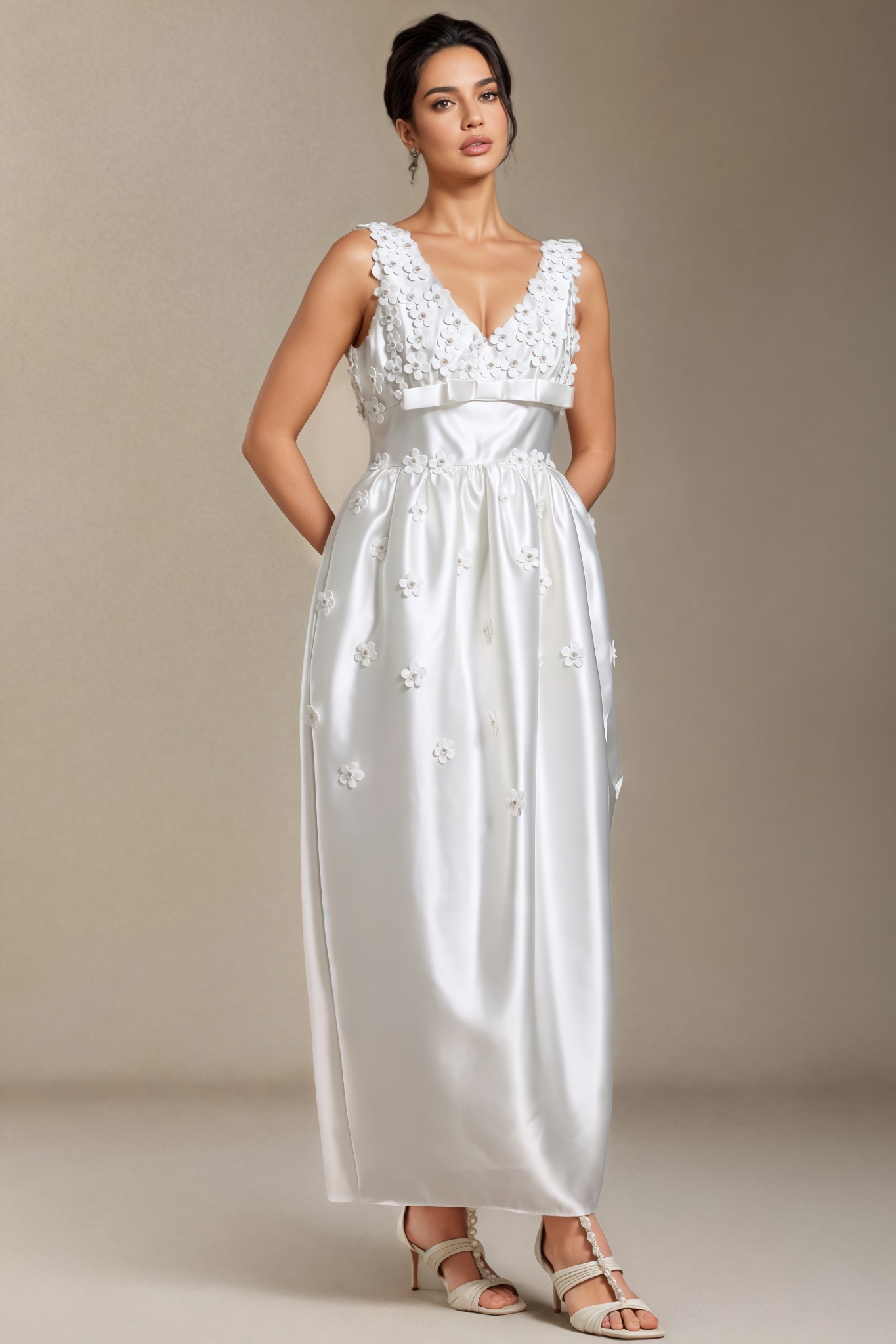 Bow V-Neck Maxi Dress