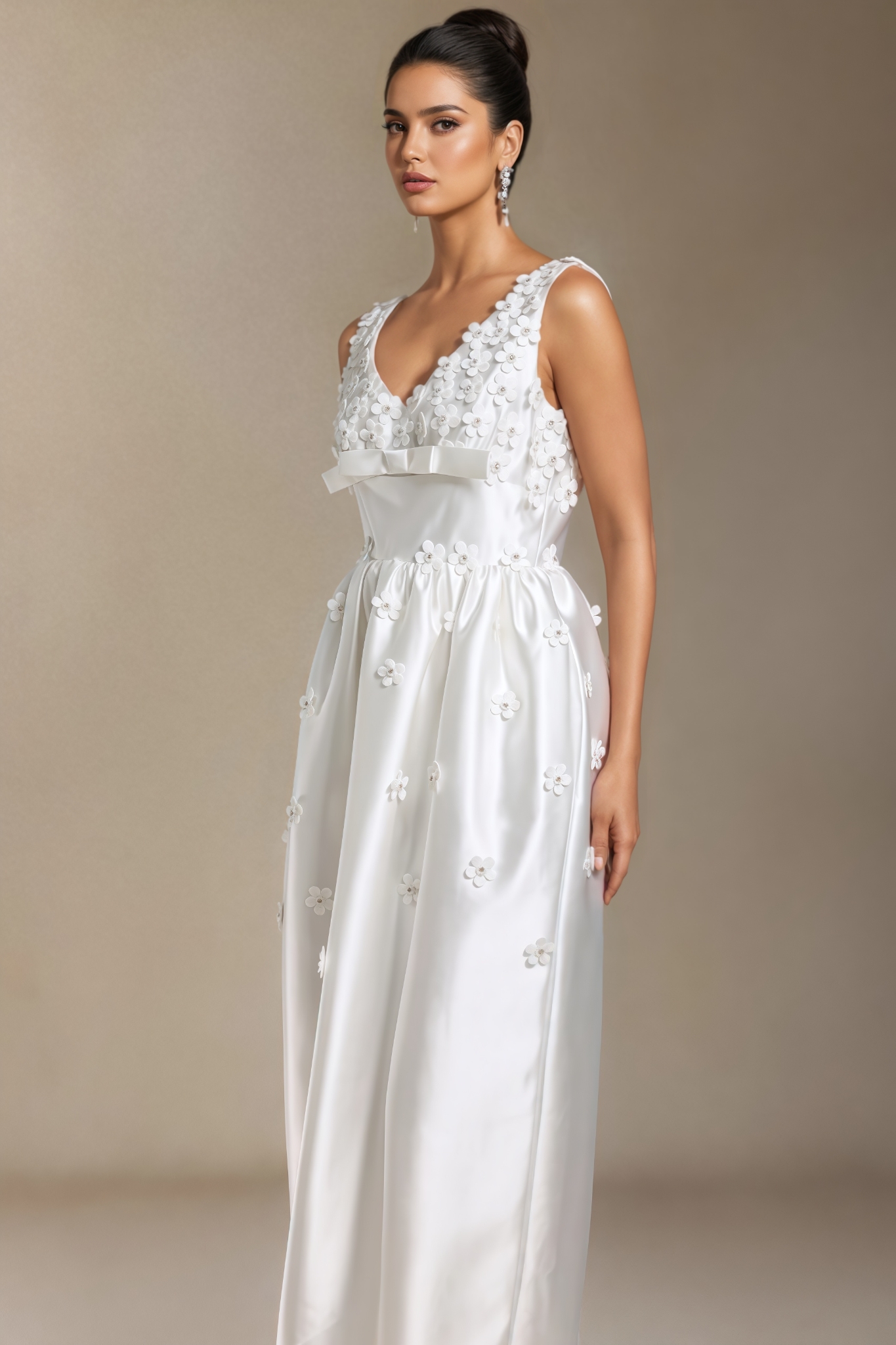 Bow V-Neck Maxi Dress