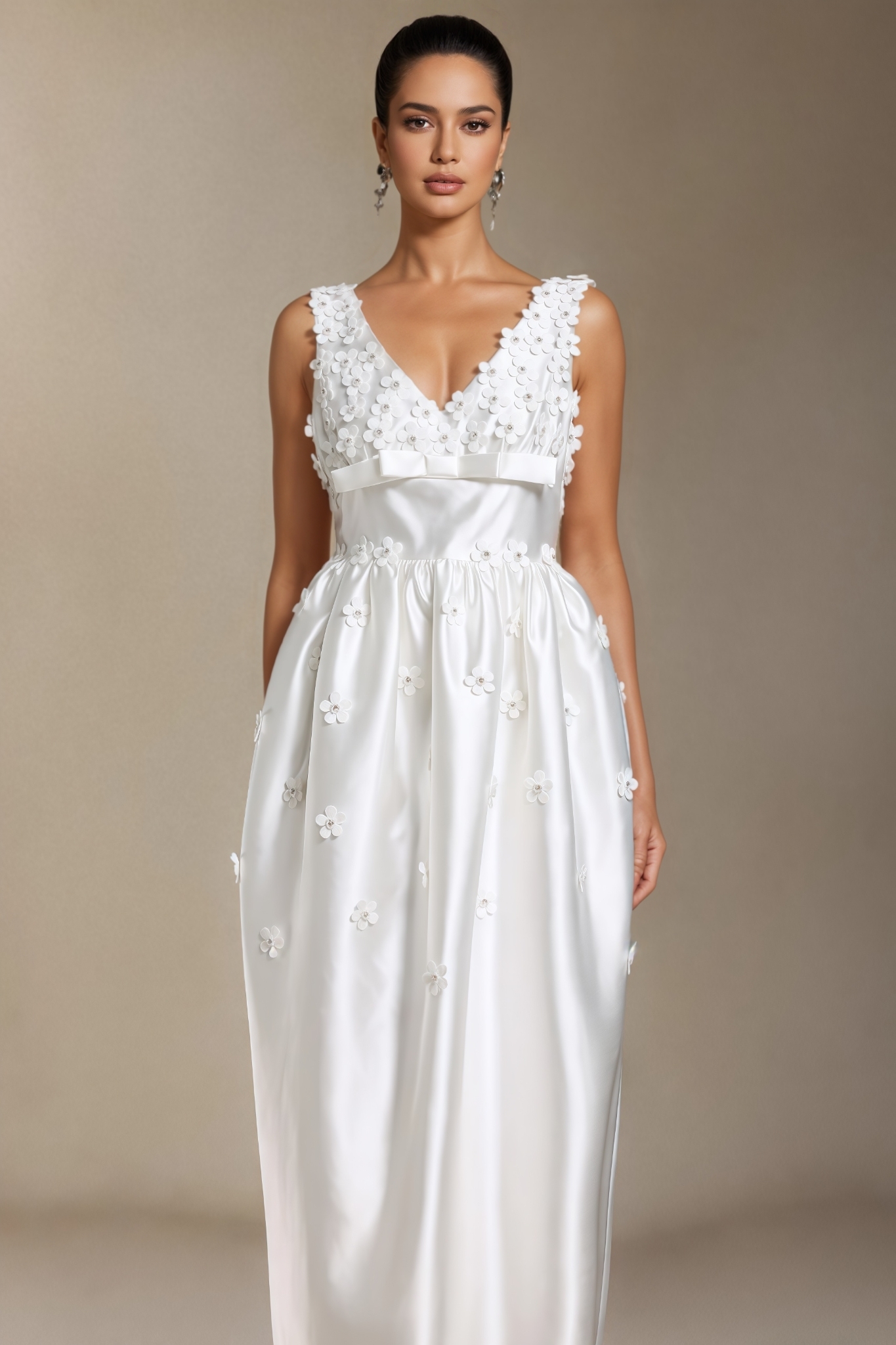 Bow V-Neck Maxi Dress