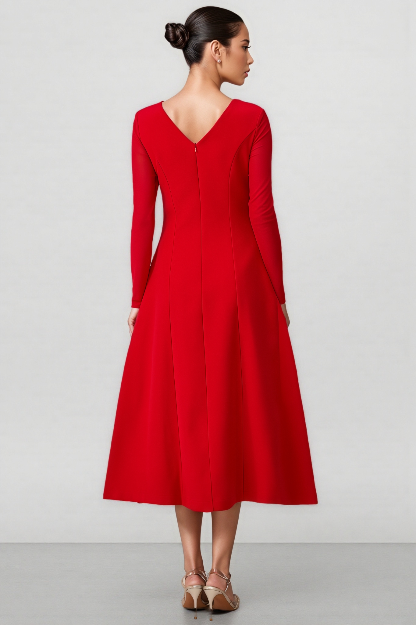 Lurea Red Twist Front Midi Dress