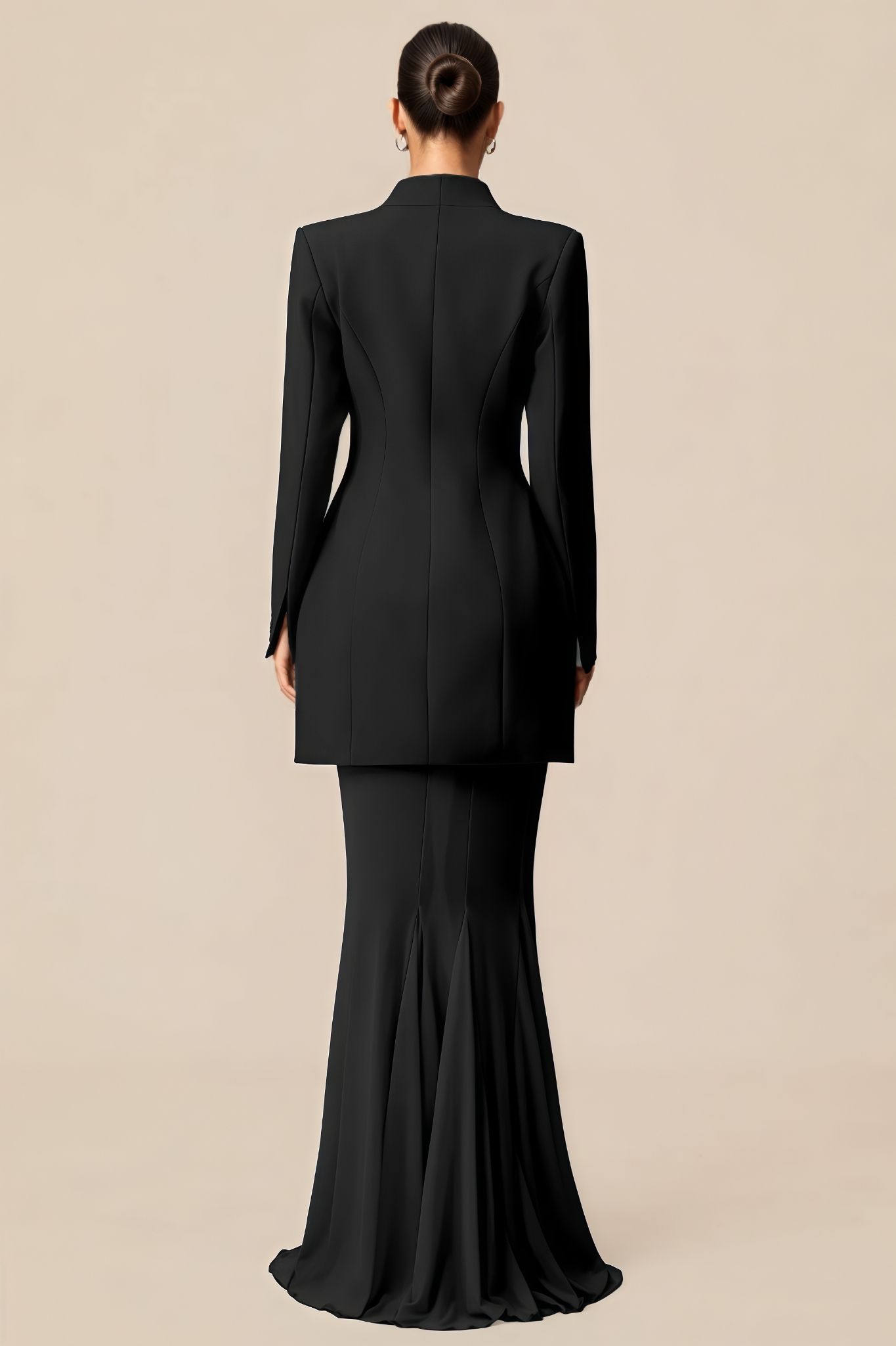 Parkry Black Blazer Mesh Maxi Dress Set