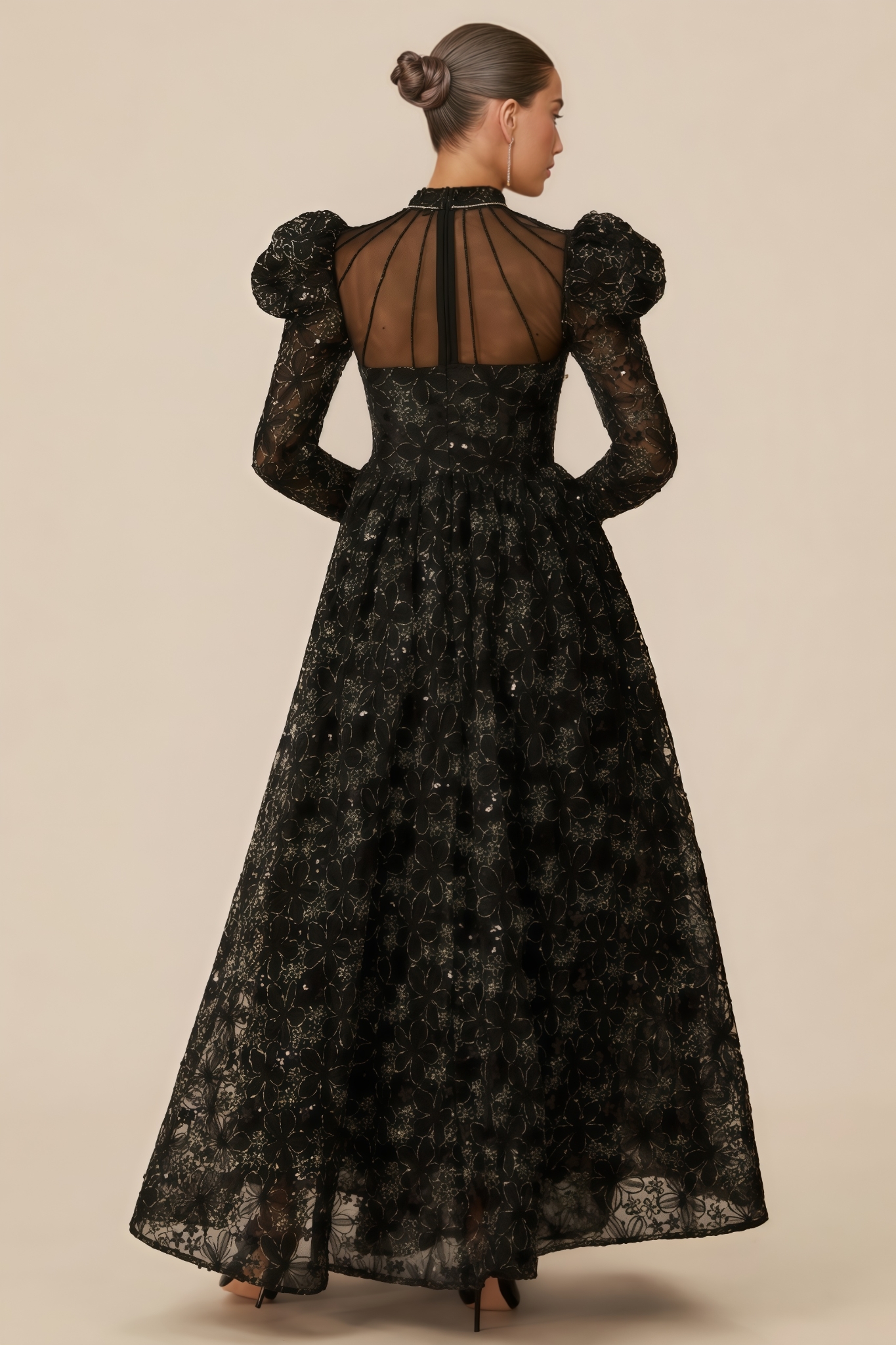 Paislee Floral Embroidered Puff Sleeve Maxi Dress
