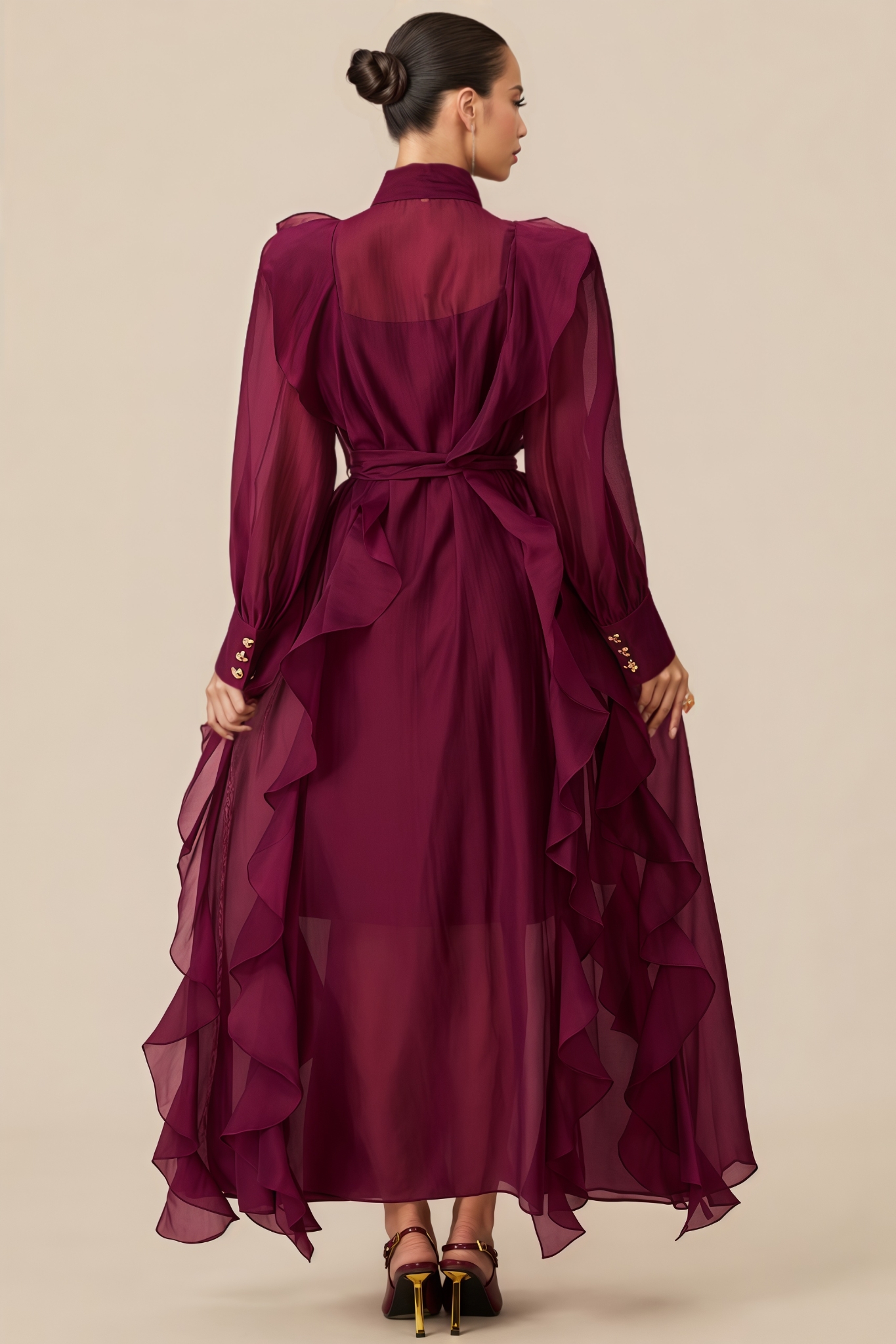 Quaro Purple Layered Ruffle Maxi Dress